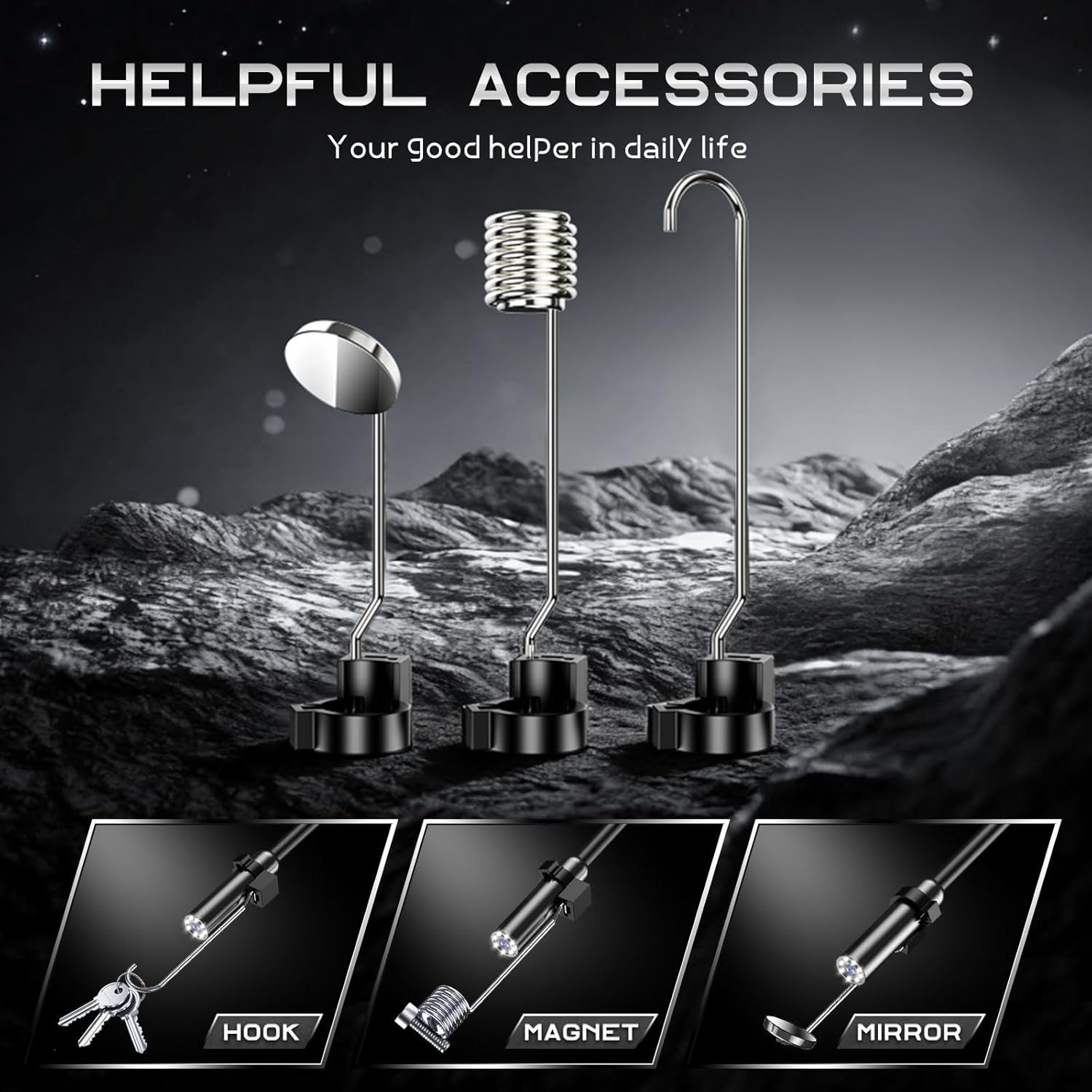 Borescope Camera with Light, 4.3" IPS 1080P HD Handheld Endoscope, 8 Adjustab...