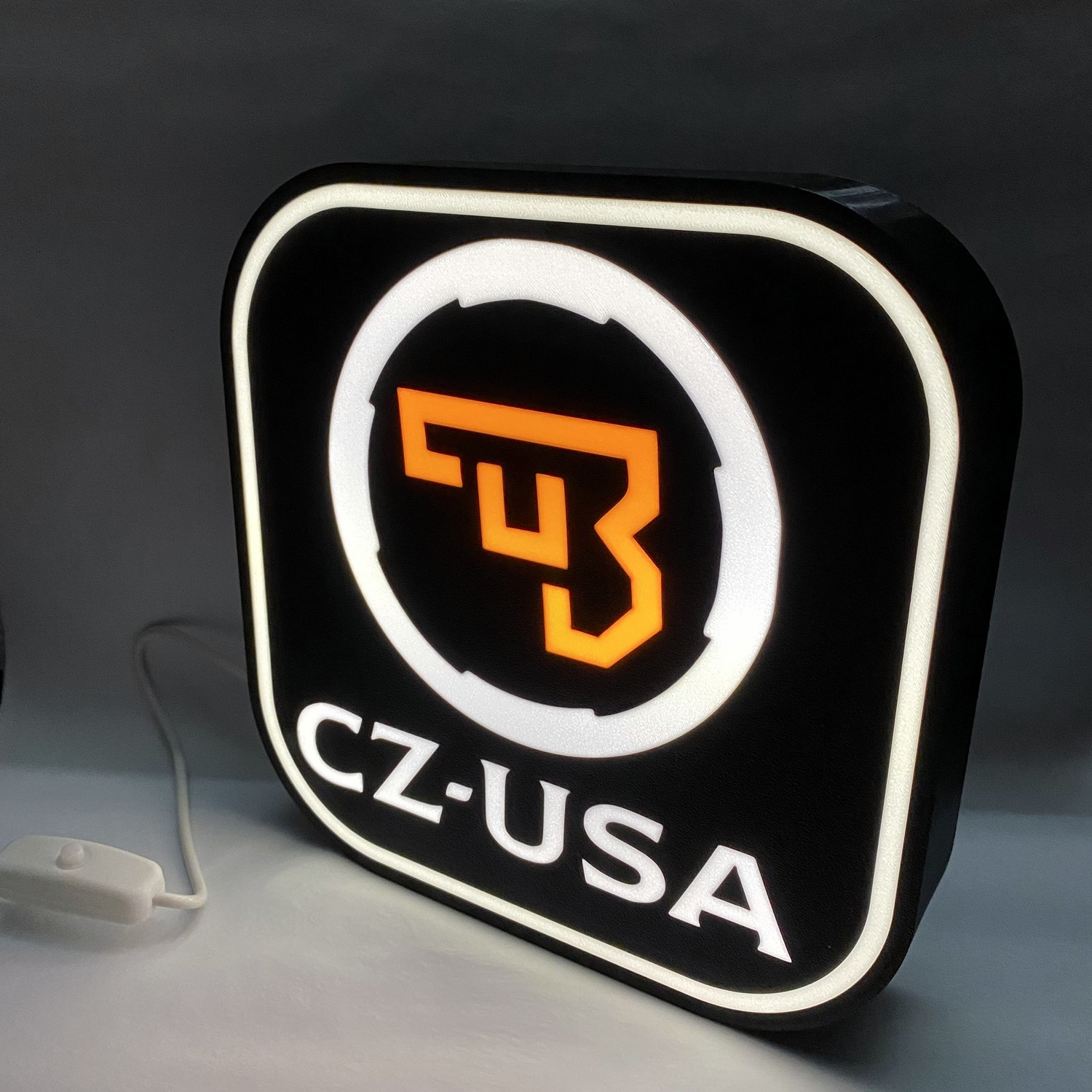 CZ-USA Firearms Theme Logo Light Box 3D Printed USB LED Lamp Neon Sign 7inch