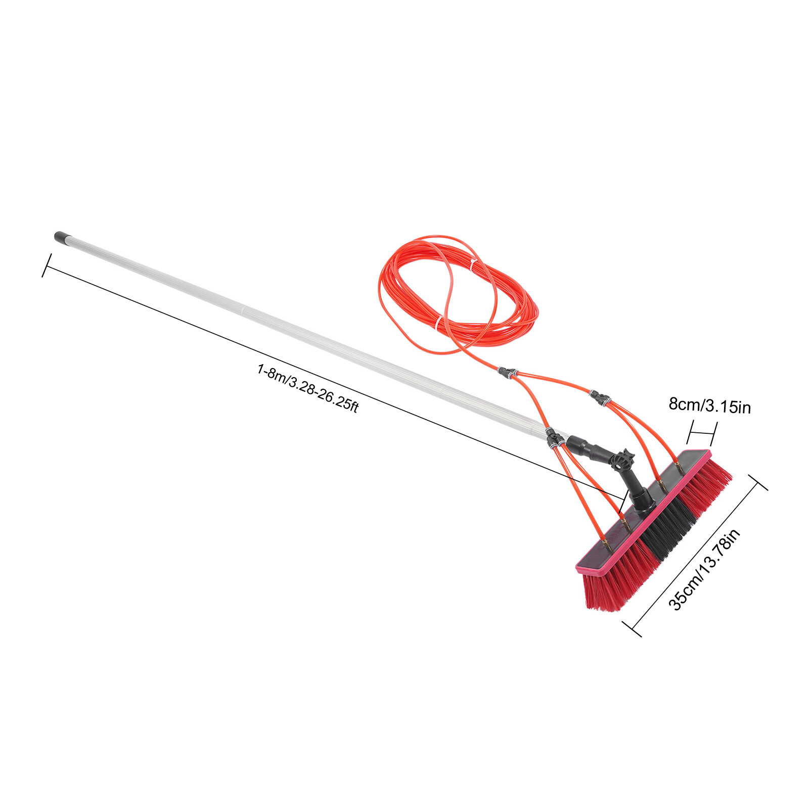 Window Cleaning Pole Water Supply Brush 7.4m Butt Pole with Single Side Buckle