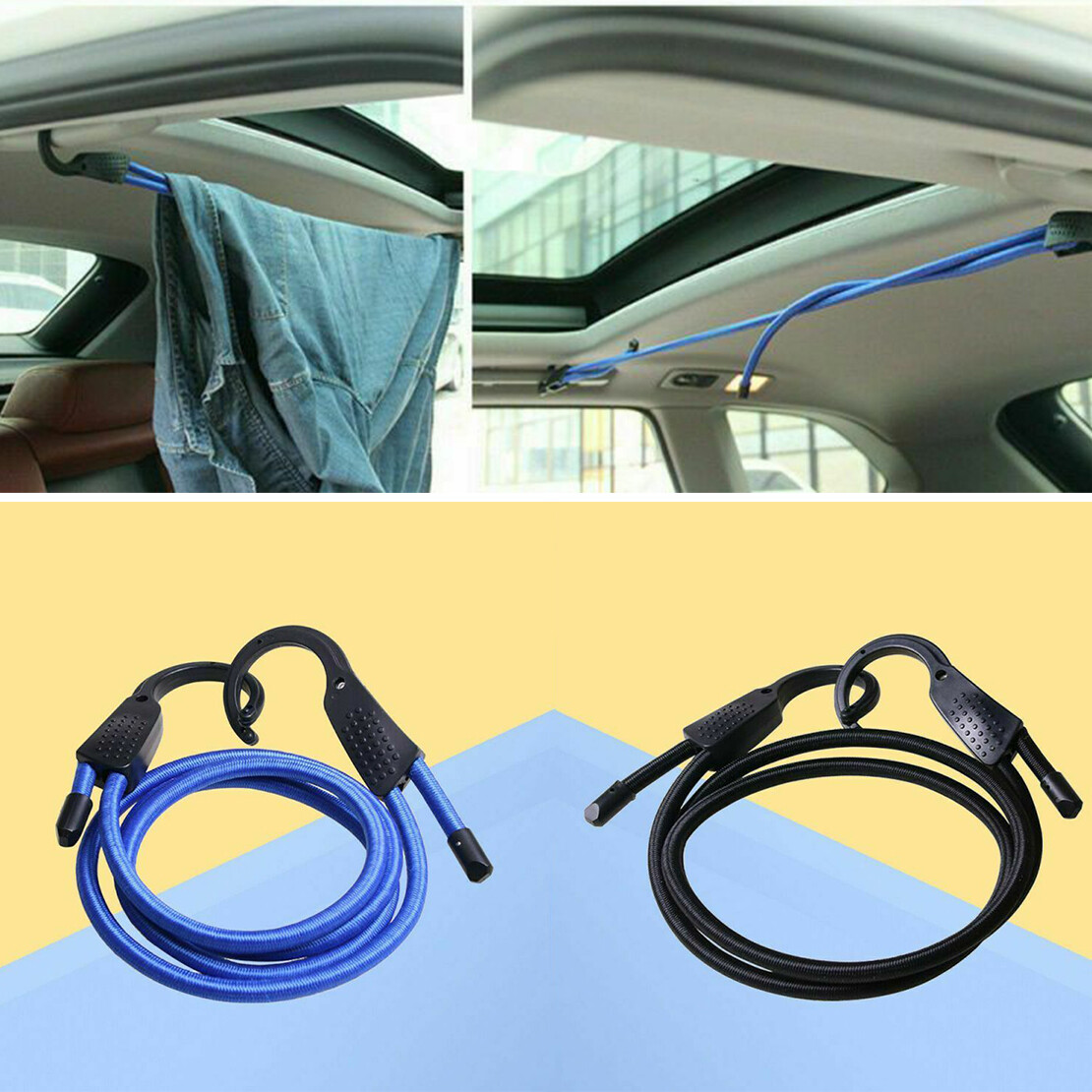 Luggage Hooks Clothesline Car Tour Adjustable Bungee Cord Suitcase Trunk Rope
