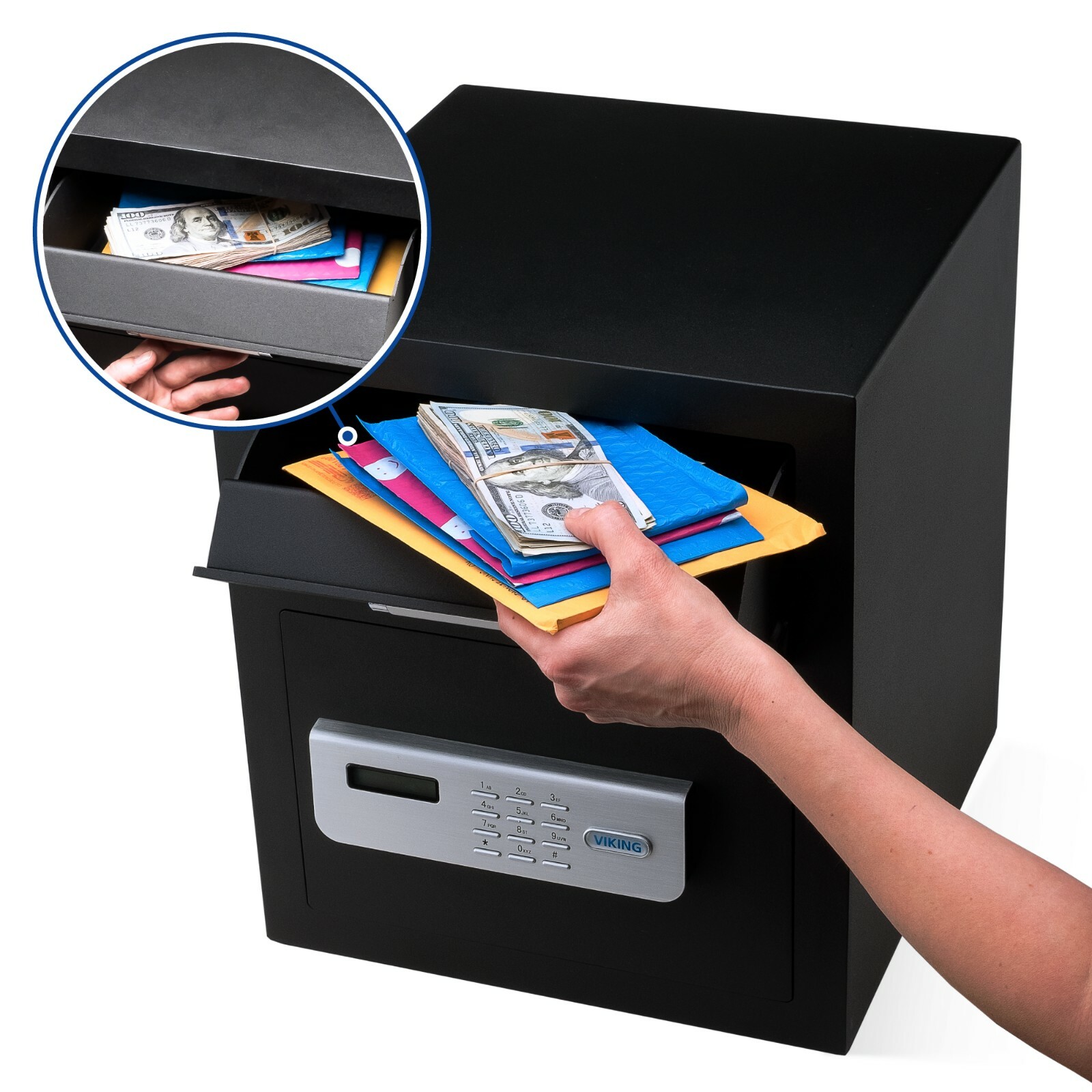 Viking Security Safe VS-40DS Large Depository Safe LCD Keypad Drop Box Safe