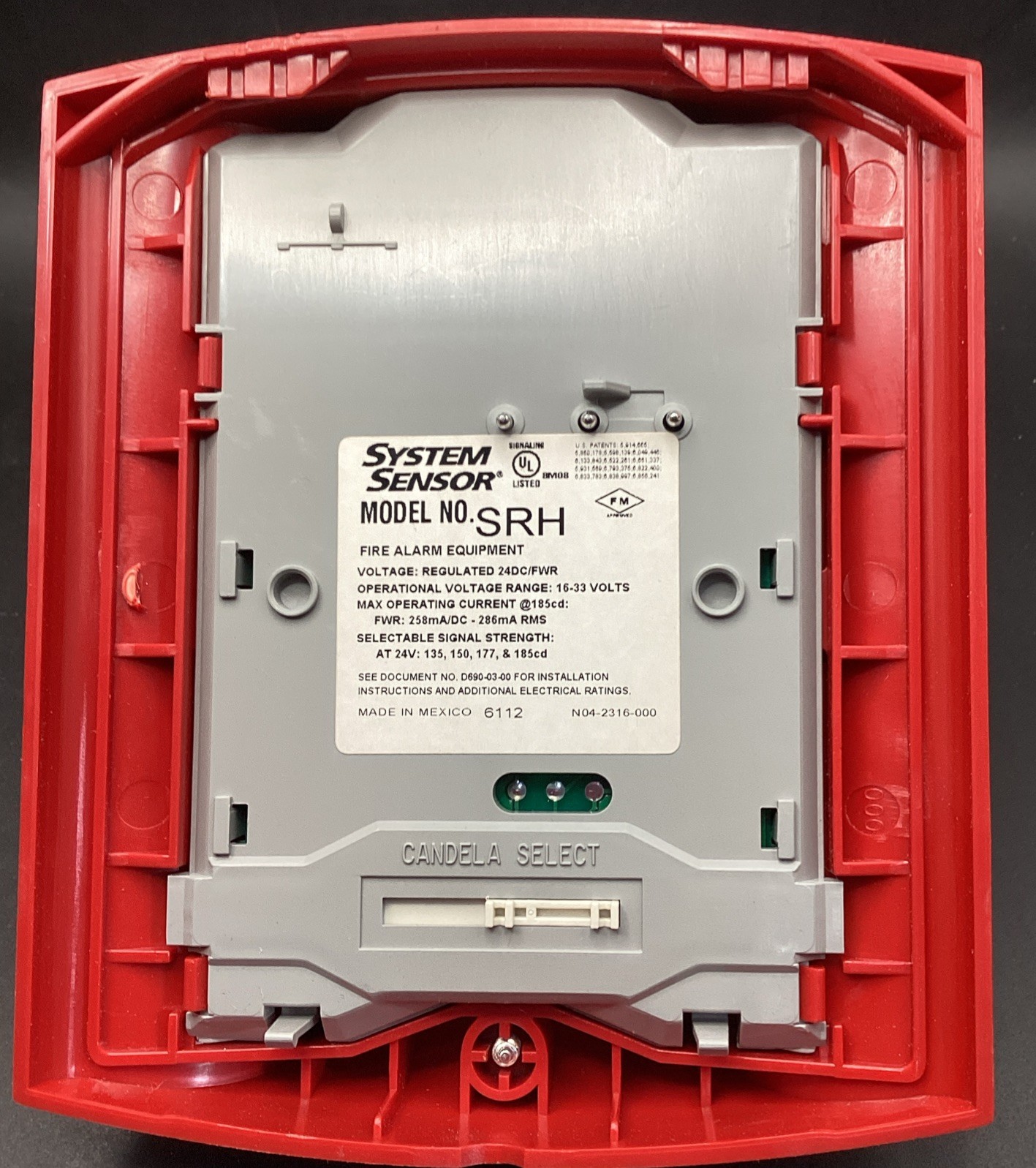 SPECTRA ALERT ADVANCE SYSTEM SENSOR SRH WALL STROBE HI CD RED