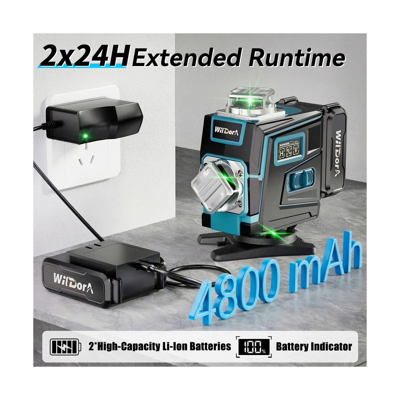 Laser Level with Tripod, 4x360° Self Leveling ±4° Laser Level, Re