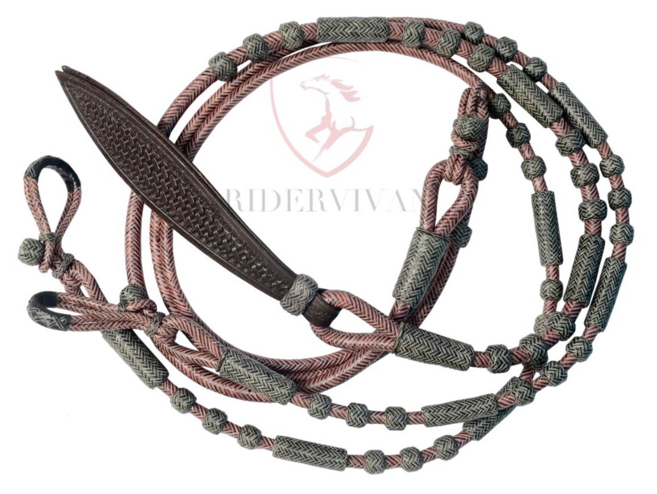 Romal Reins Chestnut Cherry,20 plait Romel Reins Oklahoma Style,48" Romal Reins,