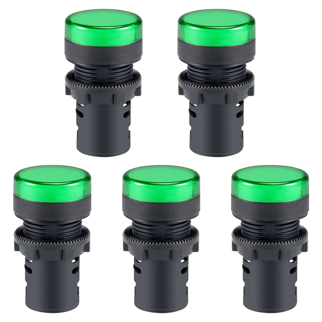 Indicator Lights AC/DC 110V, Green LED, Flush Panel Mount 7/8" 22mm, 5Pcs