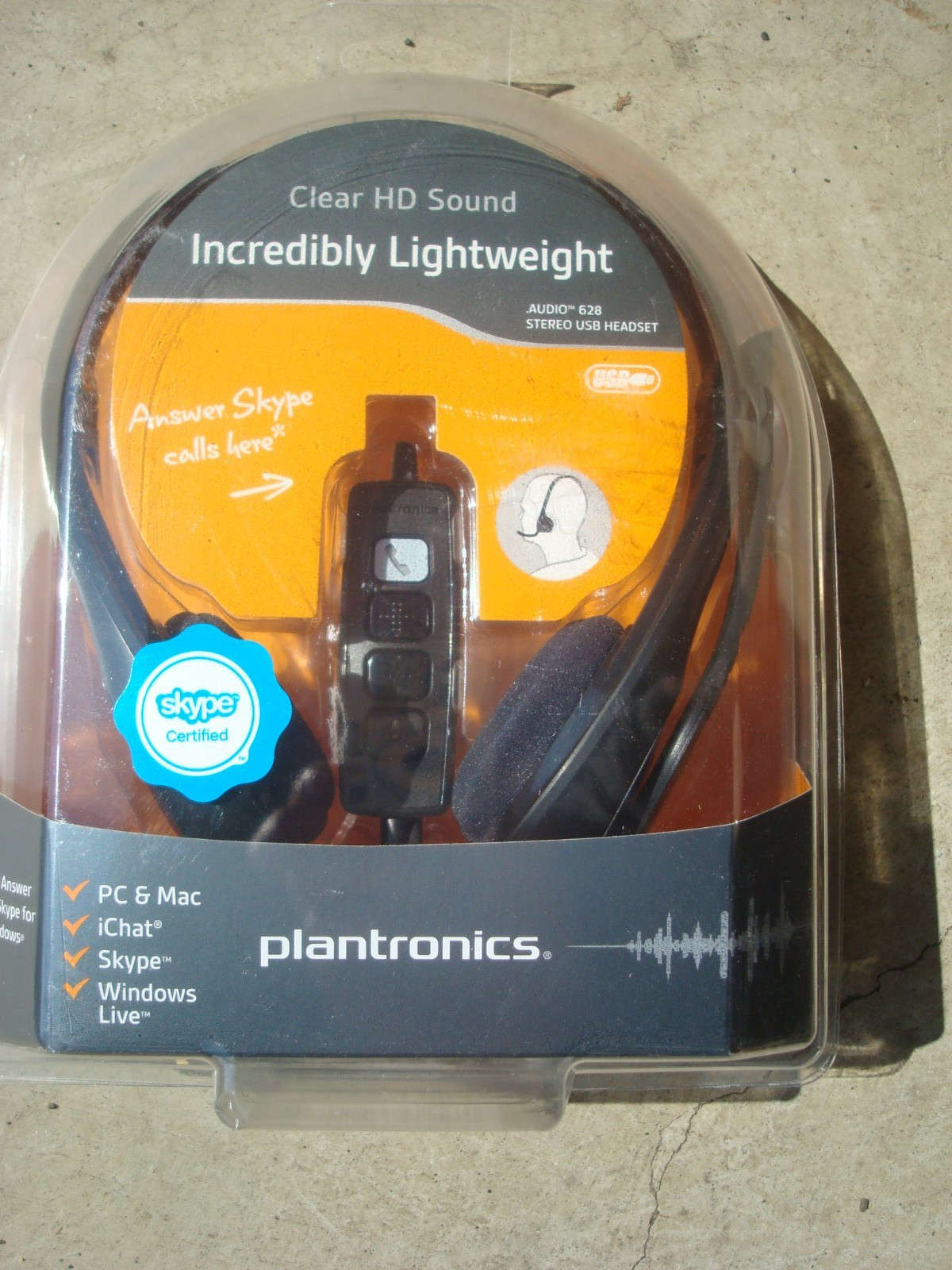 NEW Plantronics Audio 628 Stereo USB Headset Lightweight Headband Voice/Gaming