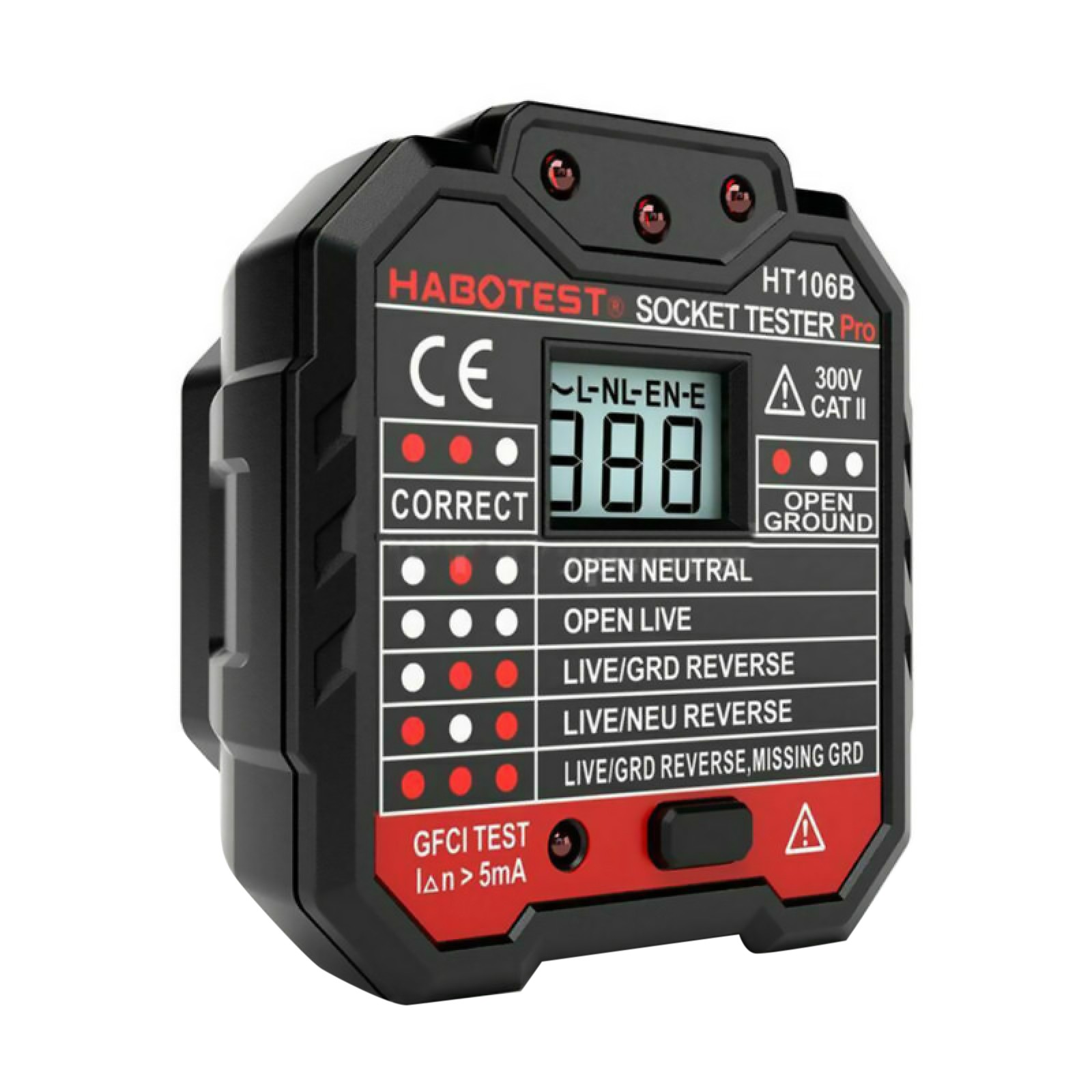 HT106B Advanced Electric Socket Tester GFCI Test Mains Fault Checker US d