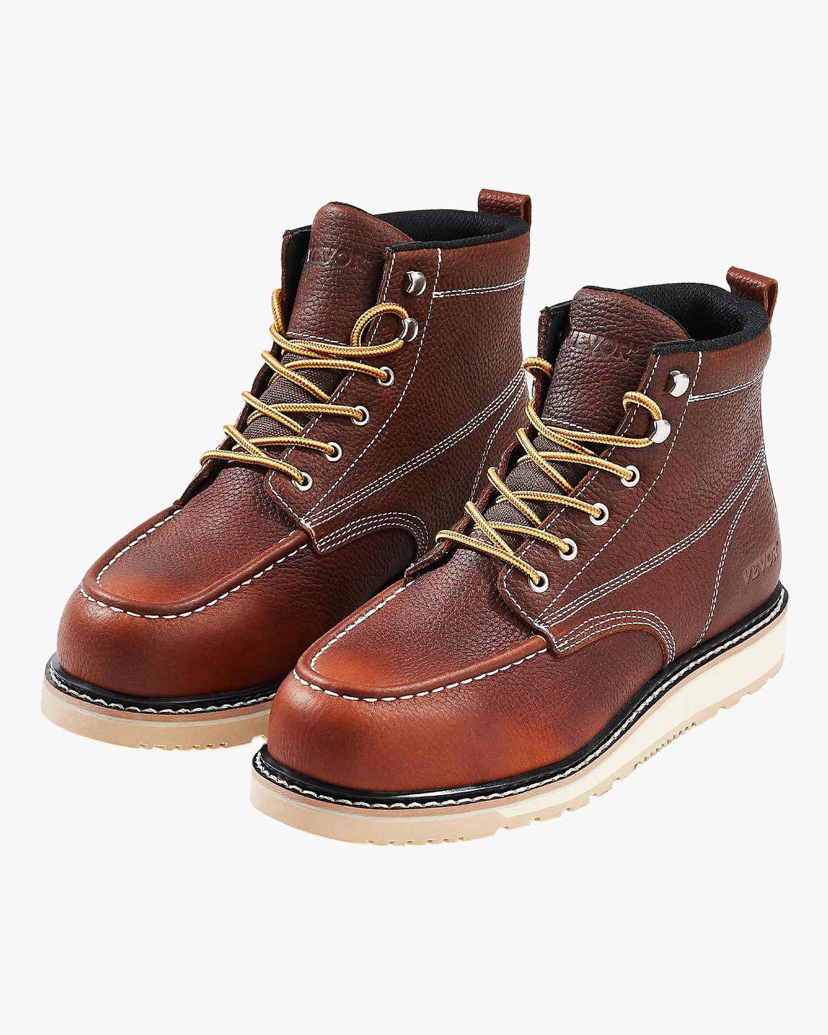 Uimoso Steel Toe Work Boots for Men Waterproof Non Slip Safety Shoes Leather