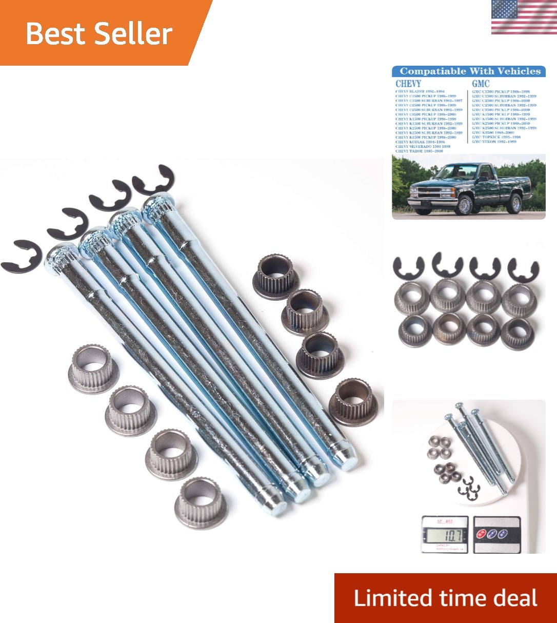 Durable Door Hinge Pin Bushing Kit for Chevy GMC 16pcs - Reliable Replacement