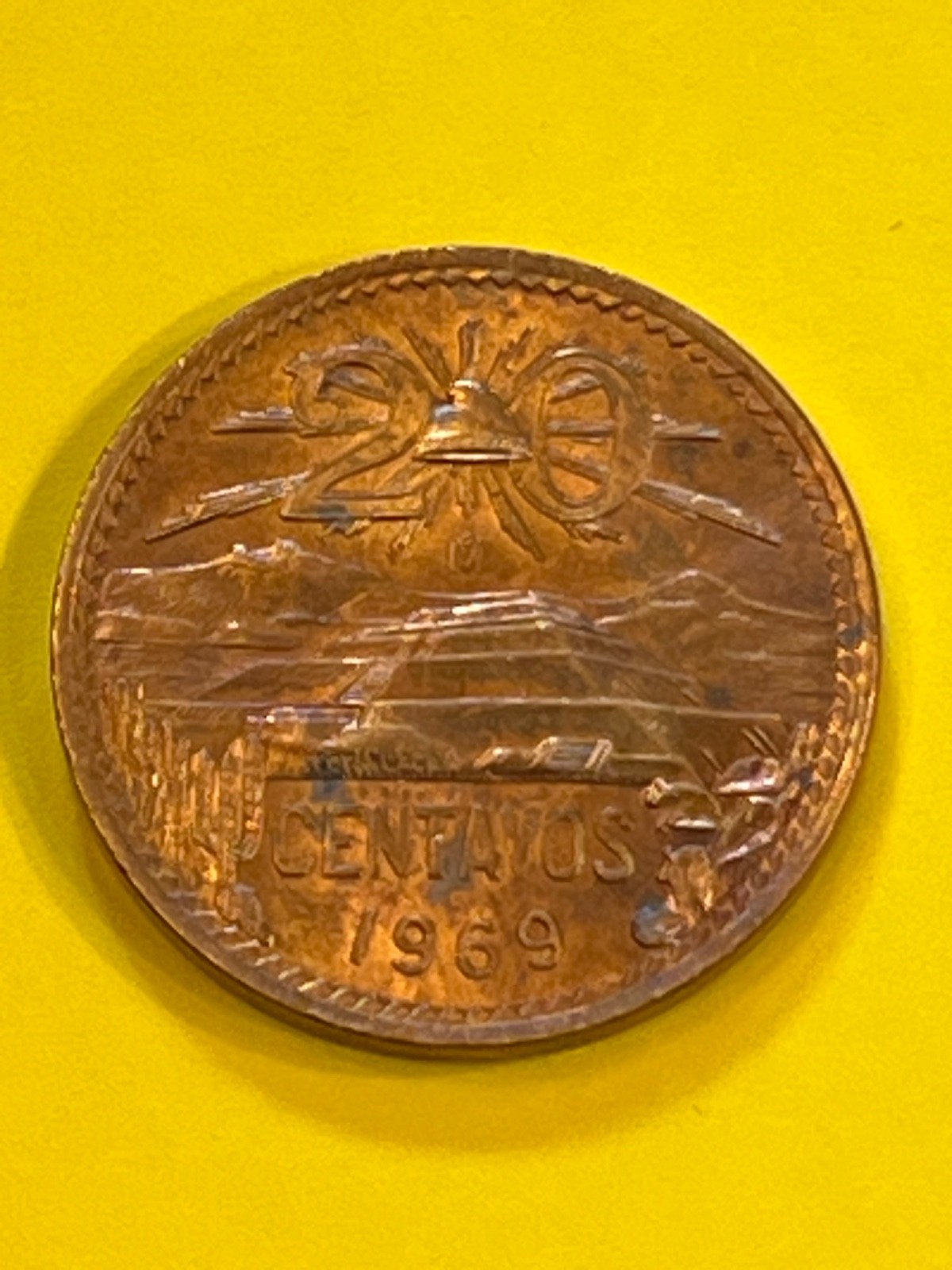 COIN MEXICO 1969 20 CENTAVOS FREE SHIPPING