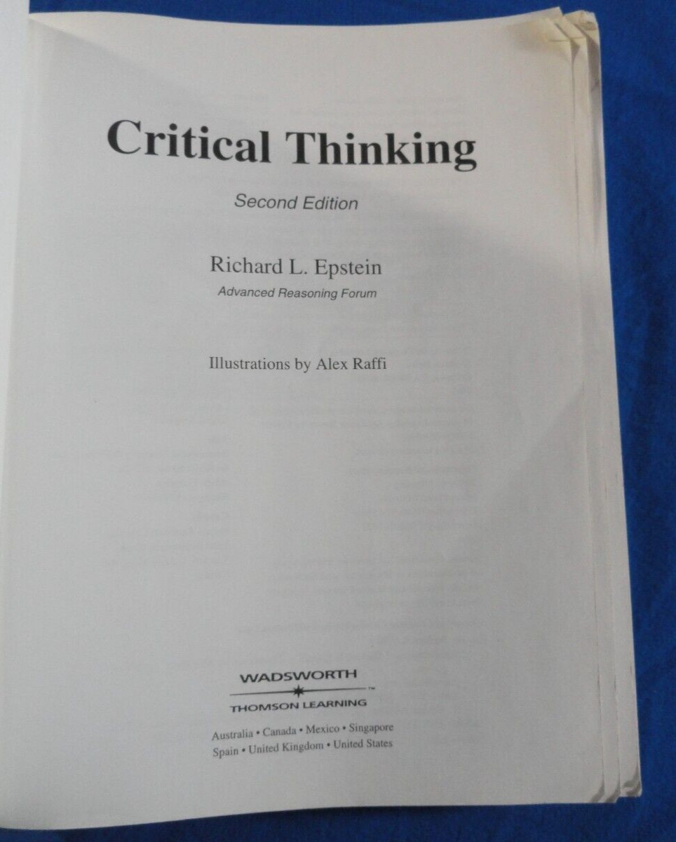 CRITICAL THINKING SECOND EDITION BY RICHARD L. EPSTEIN PAPERBACK BOOK