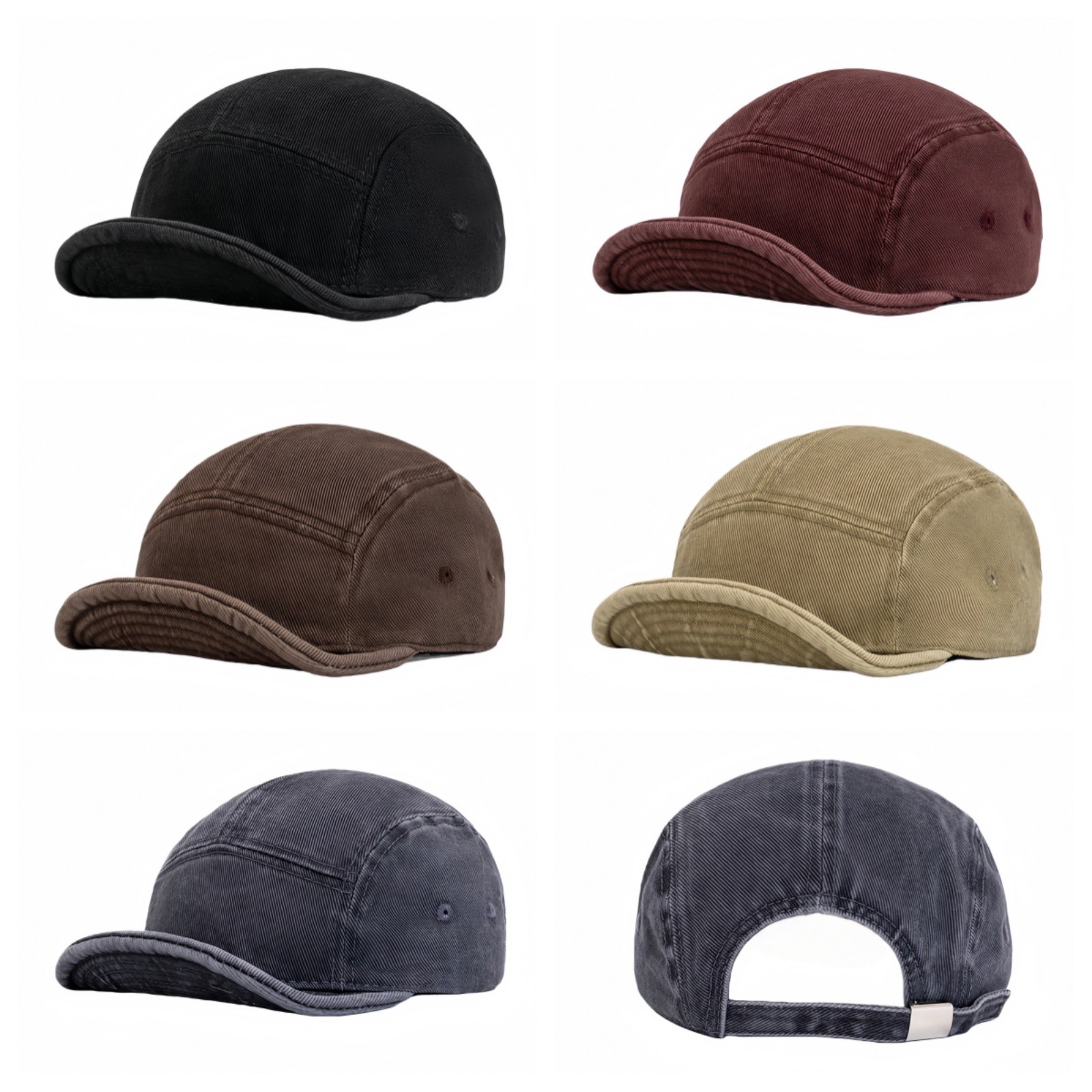 Vintage Unisex Cotton Short Brim Peaked Cap Solid Baseball Cap Casual Street Hat