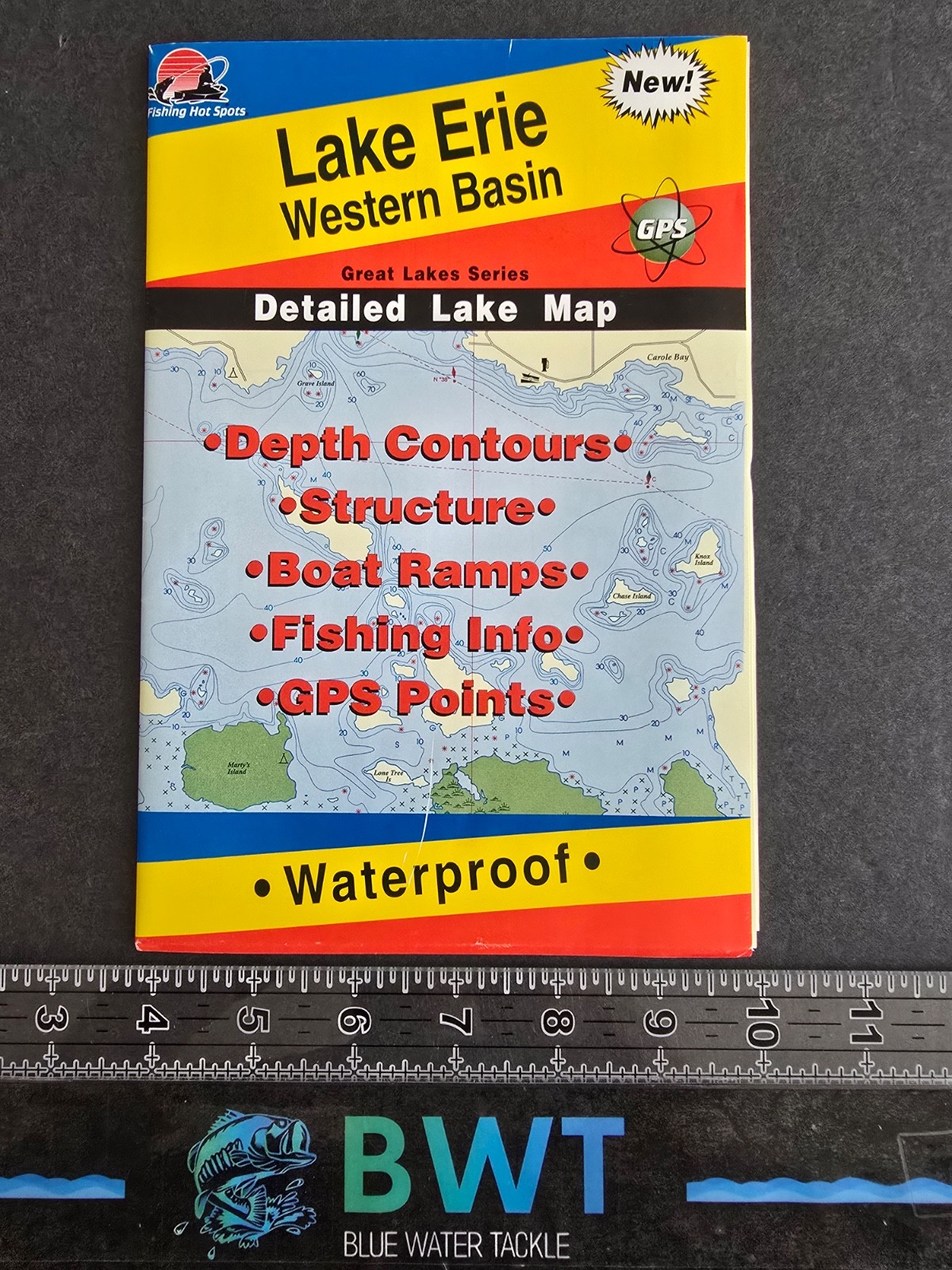 Lake Erie (Western Basin)- Lake Map *New* Fishing/ Fishing House Decor