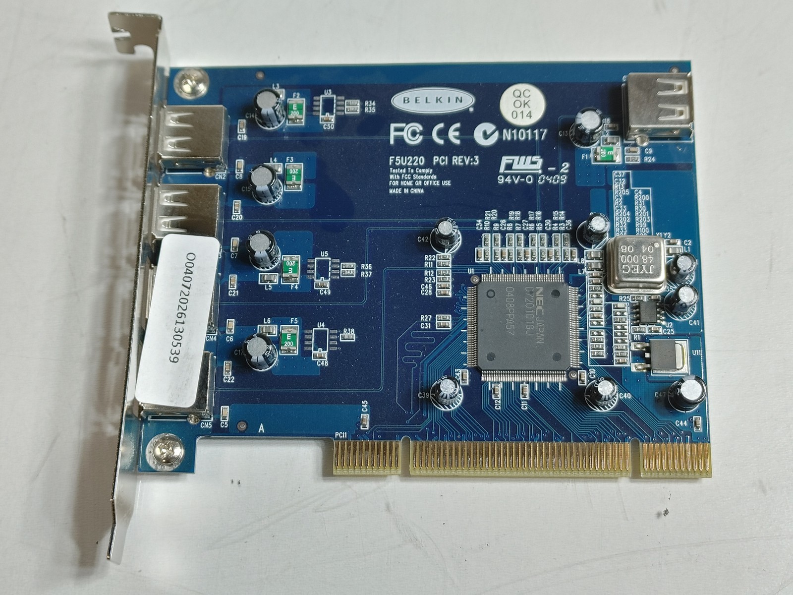 Belkin USB 2.0 Hi-Speed 4-Port Expansion Card F5U220 PCI Rev 3