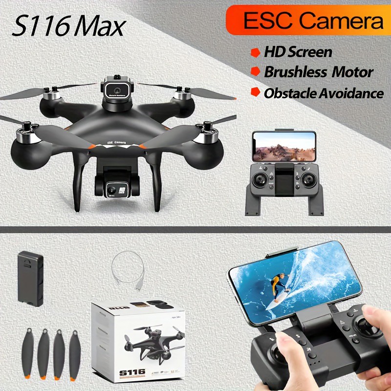 S116 4K Drone RC Brushless Dual Camera WiFi FPV Foldable Quadcopter ND