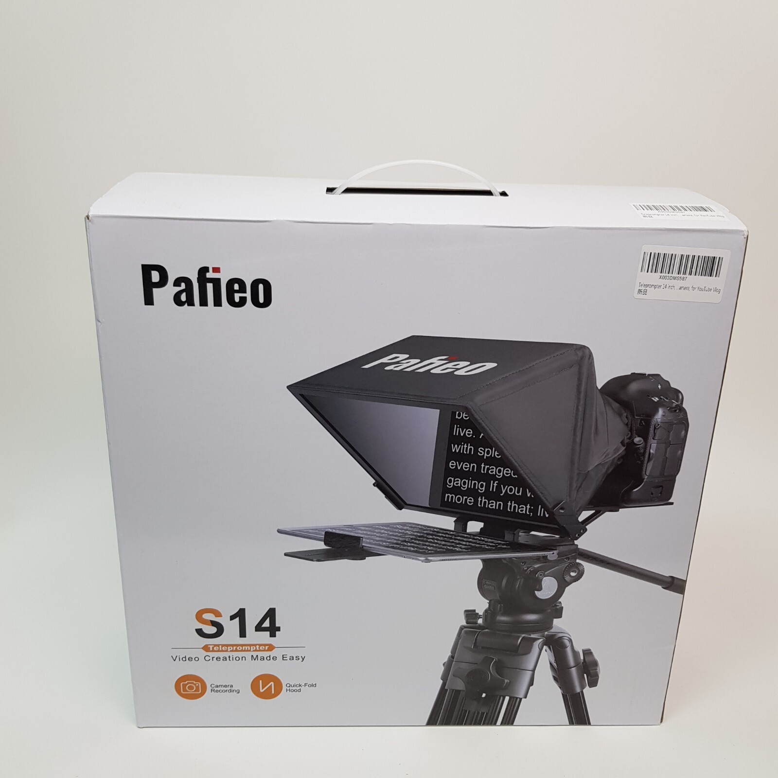 Pafieo S14 Teleprompter 14" Portable Cold Shoe iPad Air/Pro 11"-13" Tablet/Phone