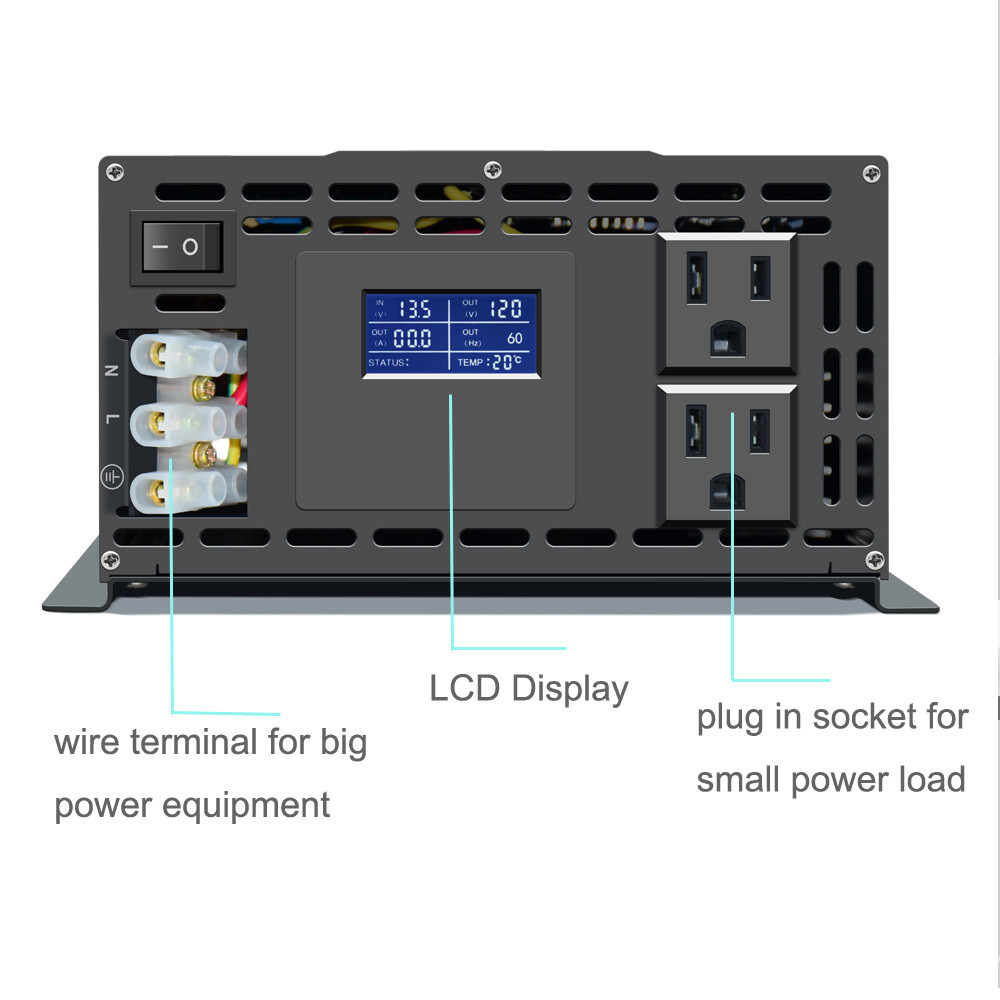 WZRELB Pure Sine Wave Inverter 12V 24V 36V 48V Power Converter 2000w 3000w Solar