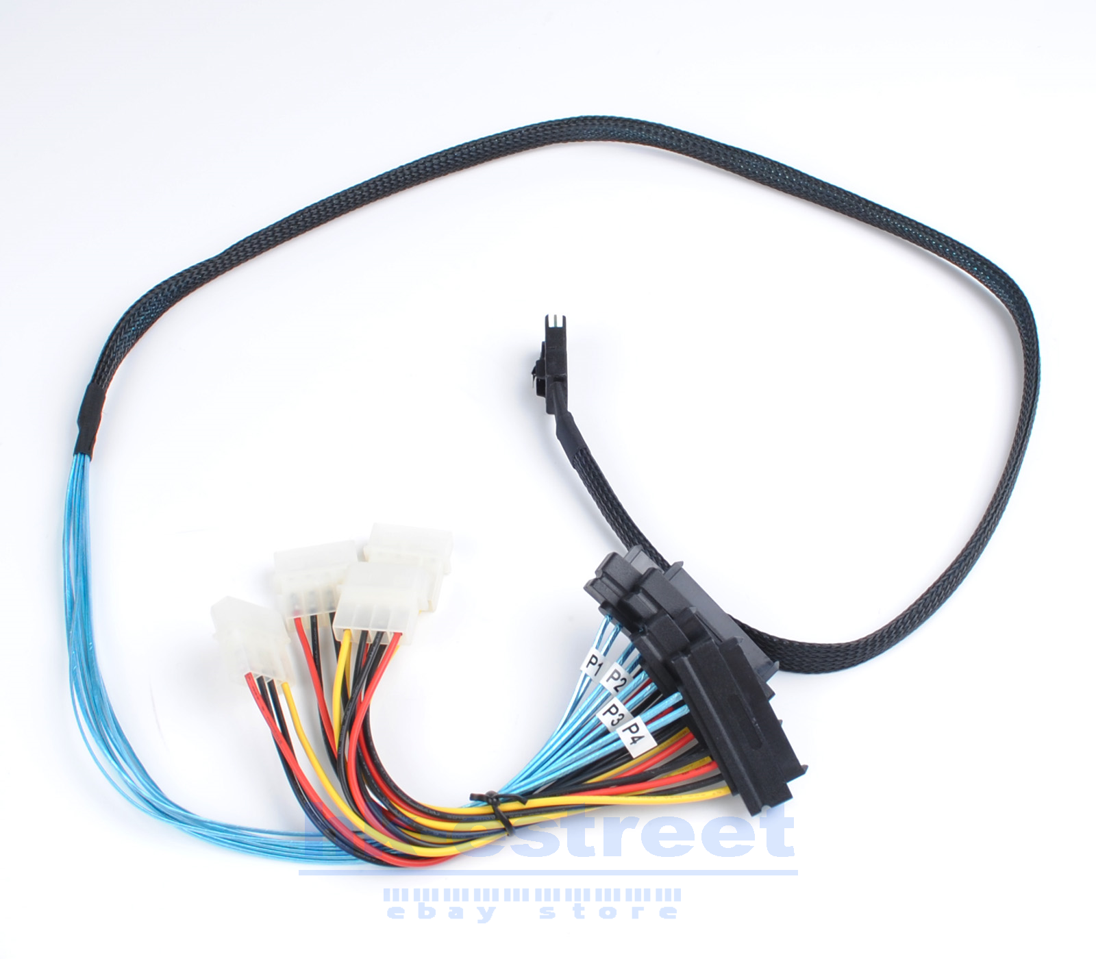 Mini SAS SFF-8087 to 4 x SFF-8482 w/ IDE Internal Breakout Power Cable 1-Meter
