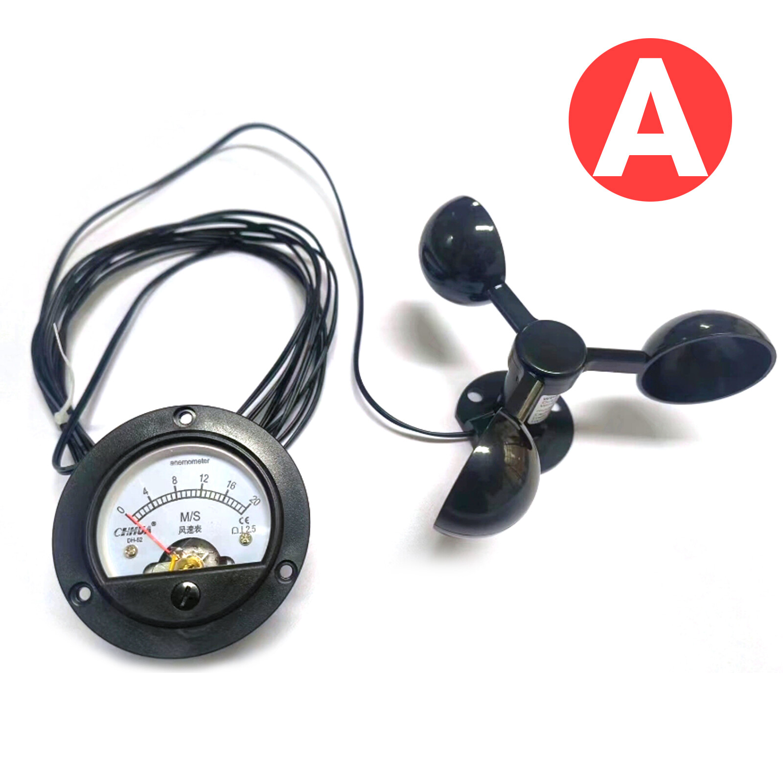 1Set Tower Crane Self-Generating Wind Speed Sensor Display Unpowered Anemometer