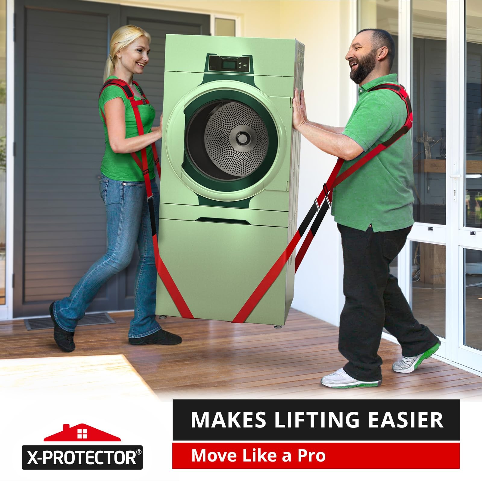 X-Protector Moving Straps - 2 Pairs - Red Lifting for 2 Standard,