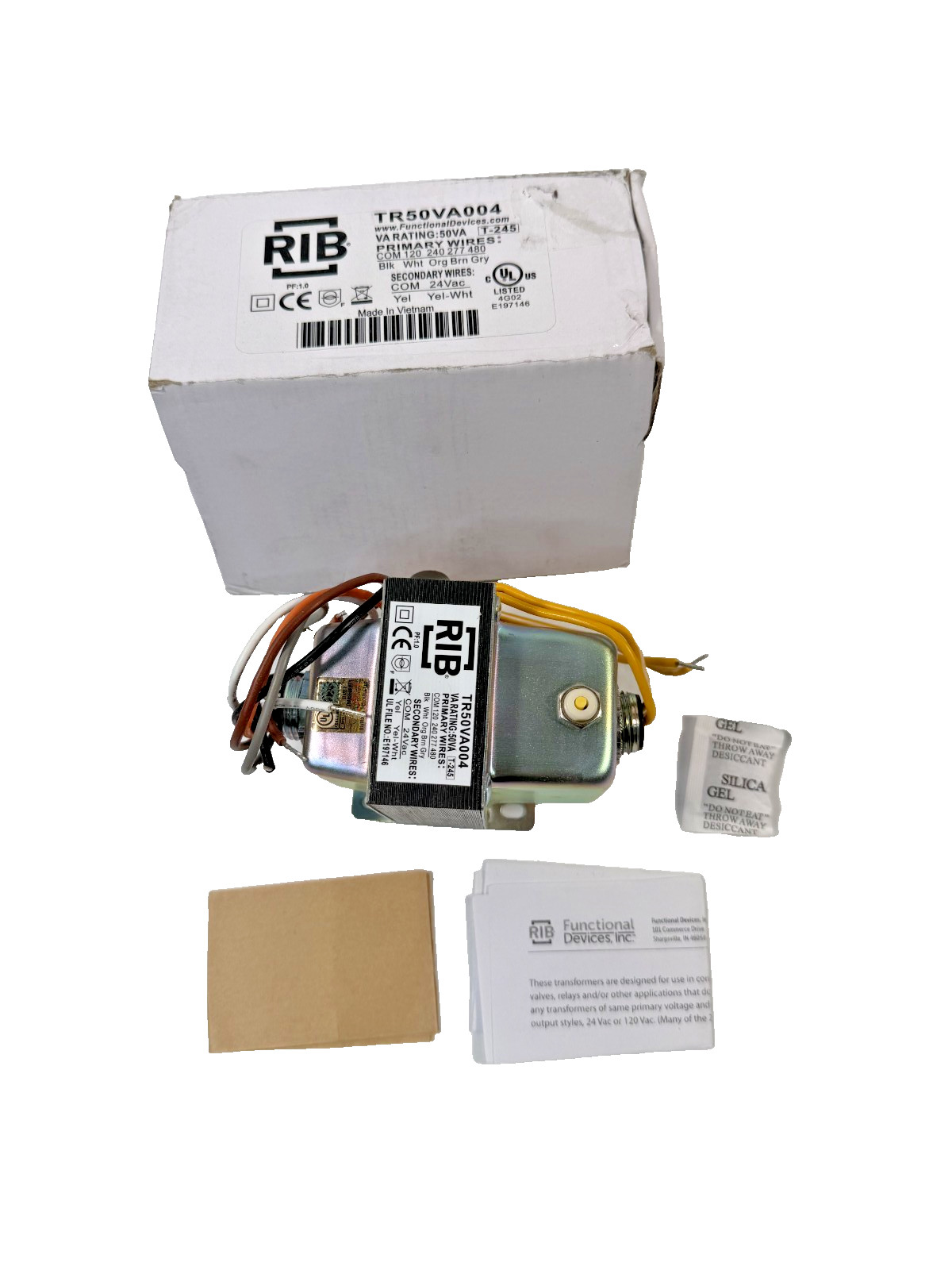 RIB TR50VA004 Power Transformer 50VA Step-Down 120/240/277/480V to 24V