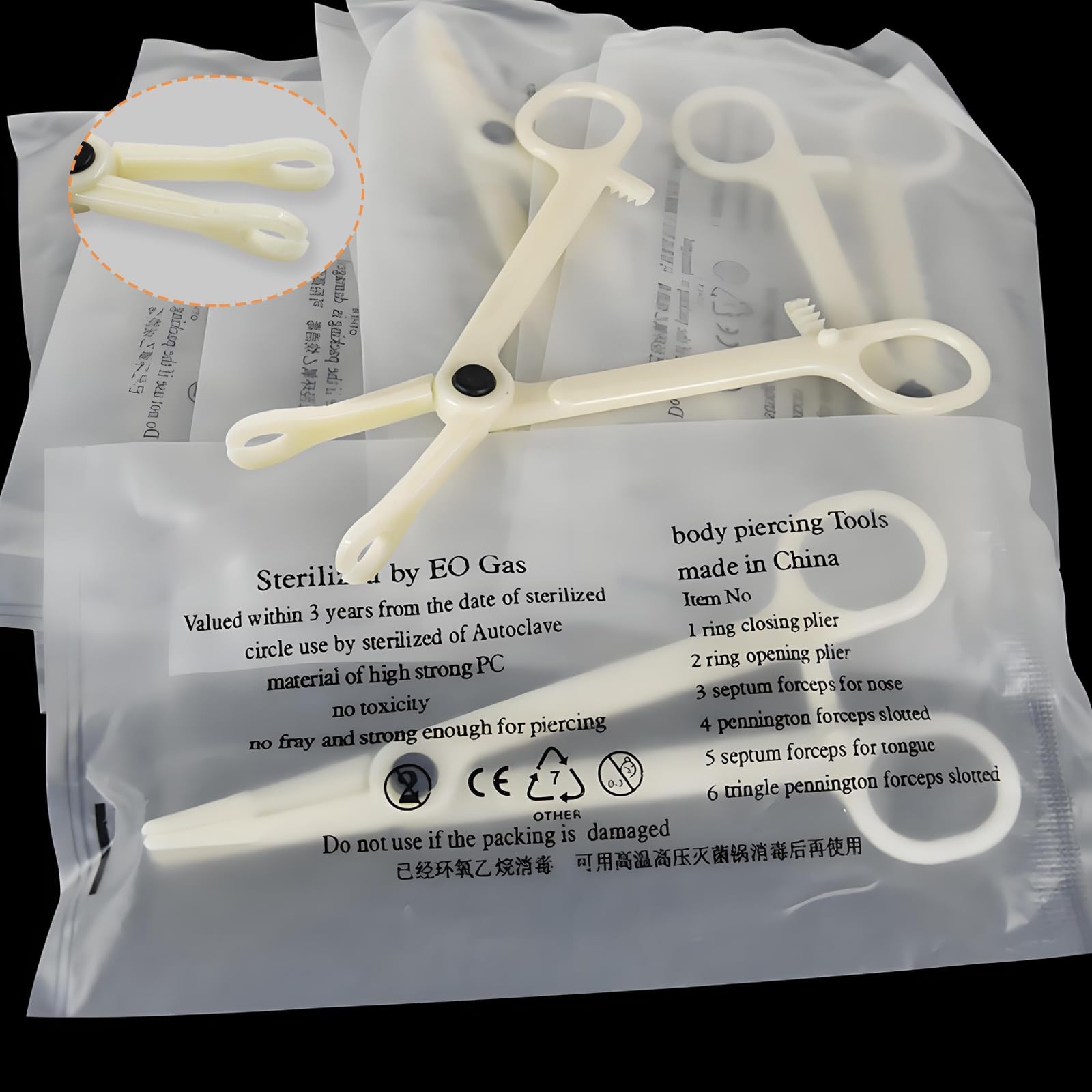 Rayyl 25Pcs Piercing Clamps Round Slotted - Disposable Piercing Clamps Self-L...
