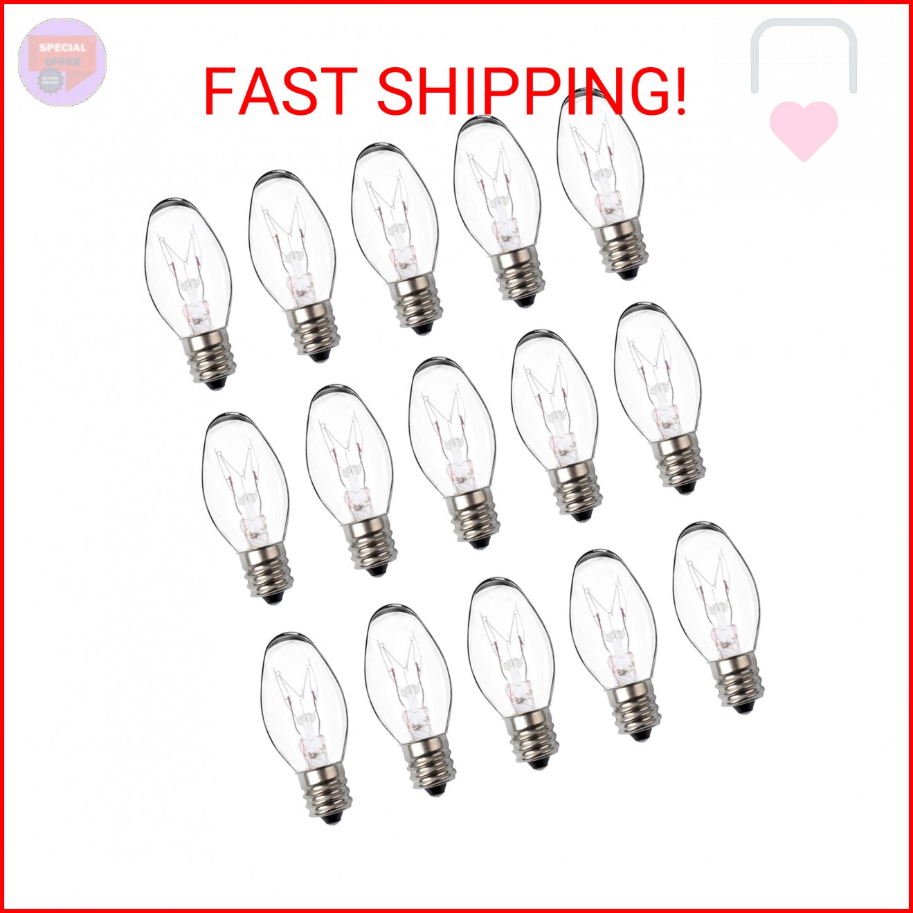 Salt Lamp Bulbs -15 Watt Wax Warmer Bulbs for Scentsy Wax Warmer- C7 Replacement