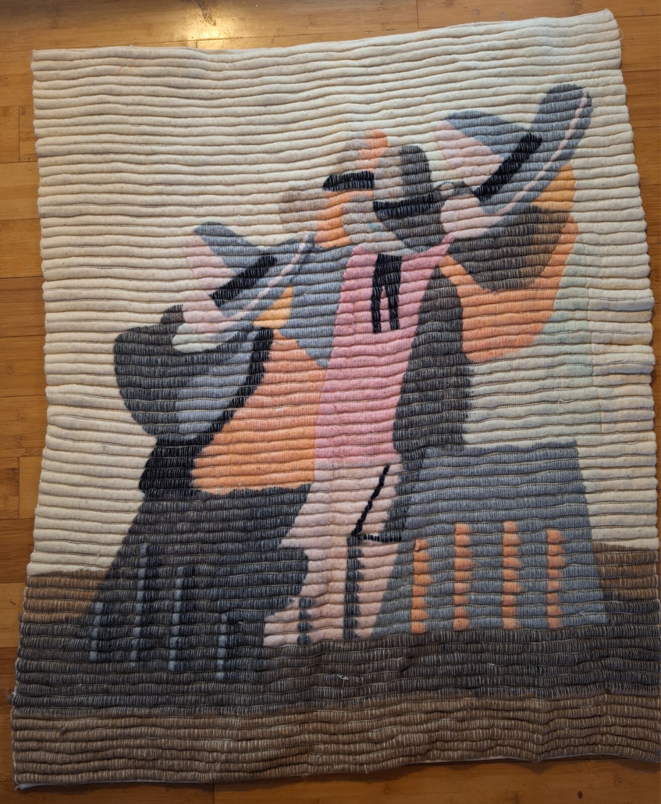 Intercontinental Art Peruvian 100% Wool Wall Hanging 38X44" Backside Of Men