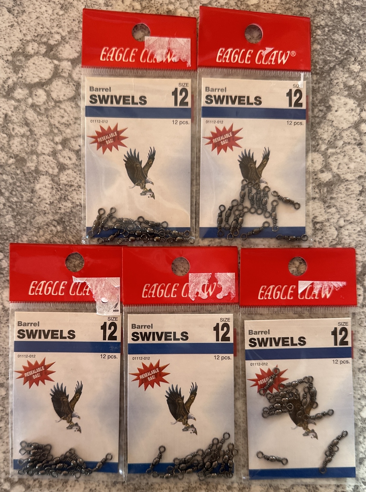 5 Packs Eagle Claw Barrel Swivels Size 12
