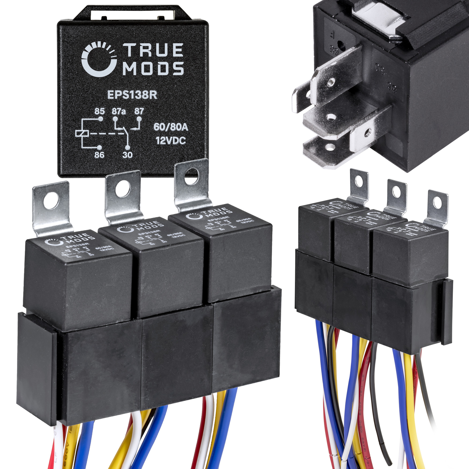 5 Pack SPDT 5-Pin 12V 60/80A Bosch Style Relay for Automotive Marine