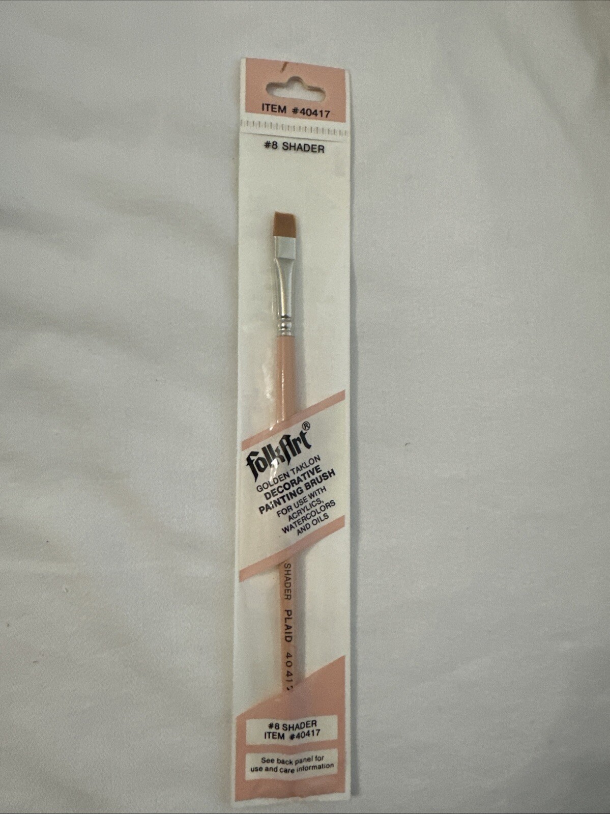 FolkArt Painting Brush#8 Shader White Taklon Fabric #40417 RARE Artist NOS