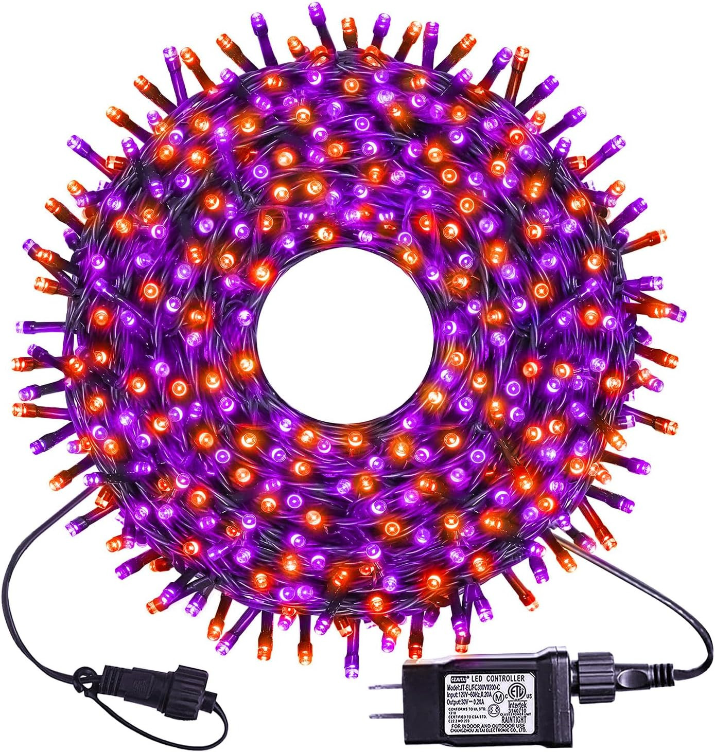 300 LED Orange&Purple Halloween Lights, 99FT Connectable 8 Lighting Mod