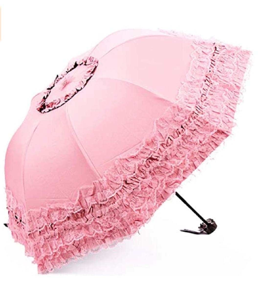 Foldable Lace Parasol Travel Sun Rain Umbrella Compact Anti UV Resistance Pri...
