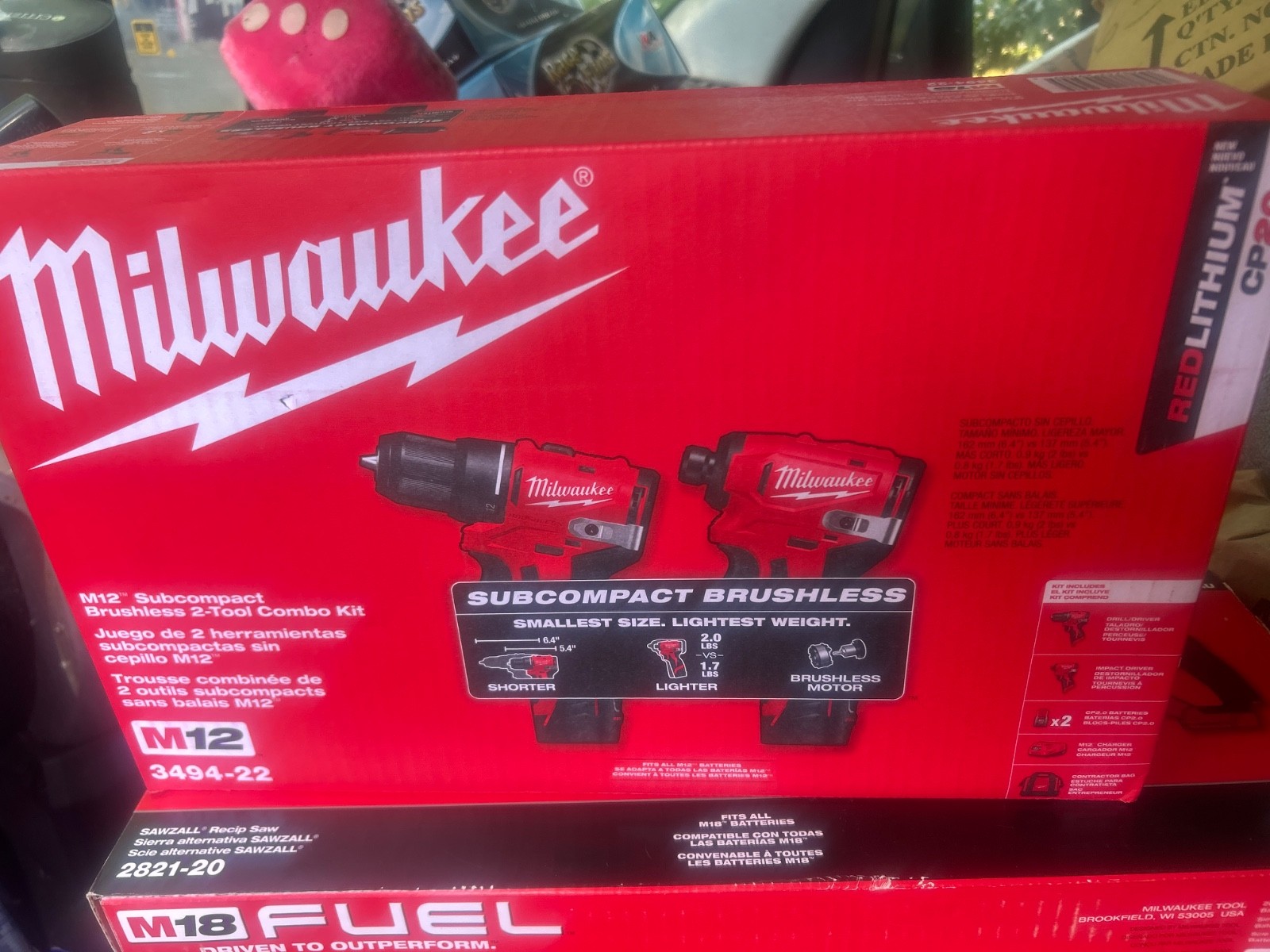 MILWAUKEE M12 3494-22 SUBCOMPACT BRUSHLESS 2-TOOL KIT DRILL/IMPACT (MVP039555)