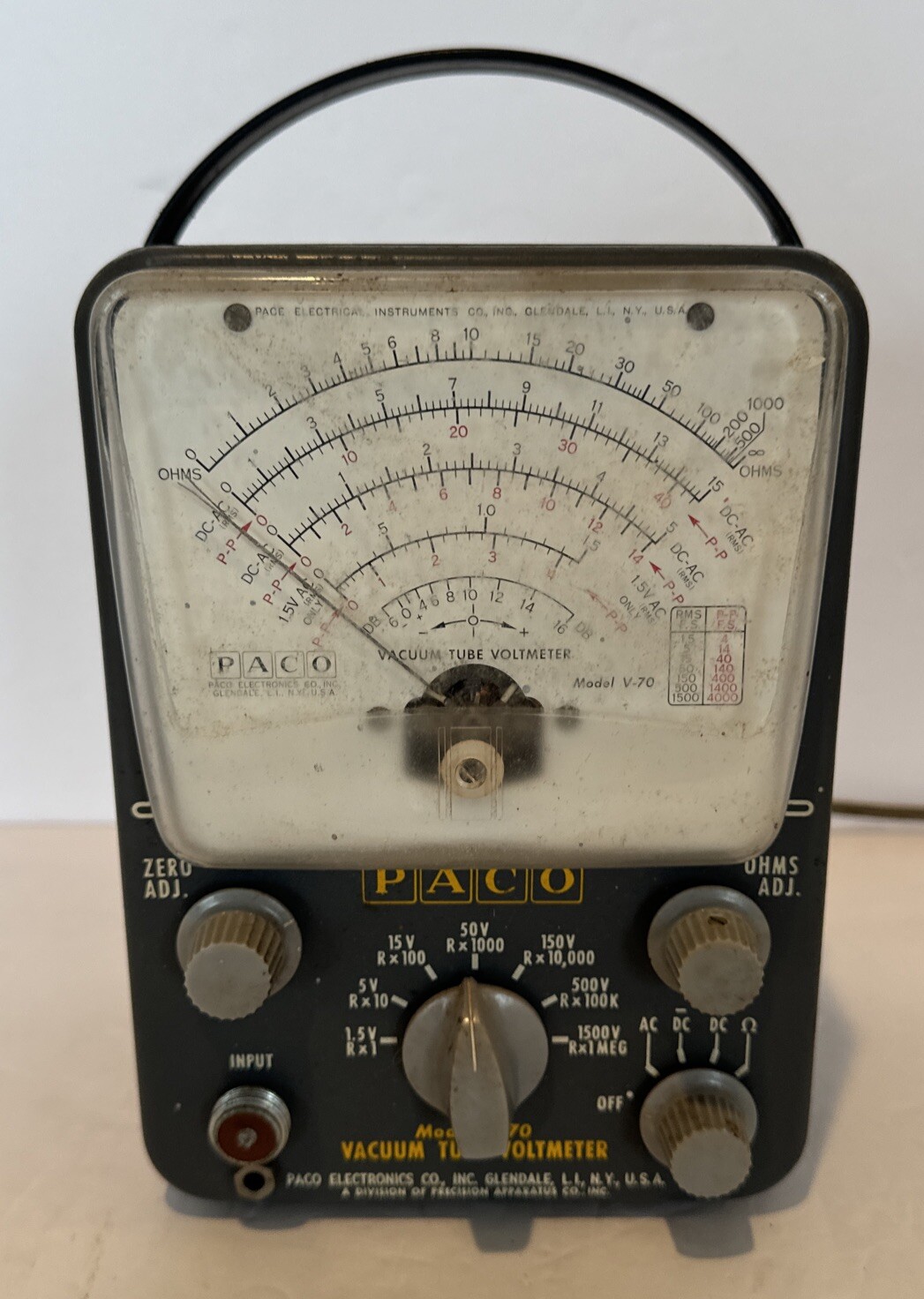 Paco Vacuum Tube Voltmeter V-70 Vintage USA Repair or Parts Only Vintage