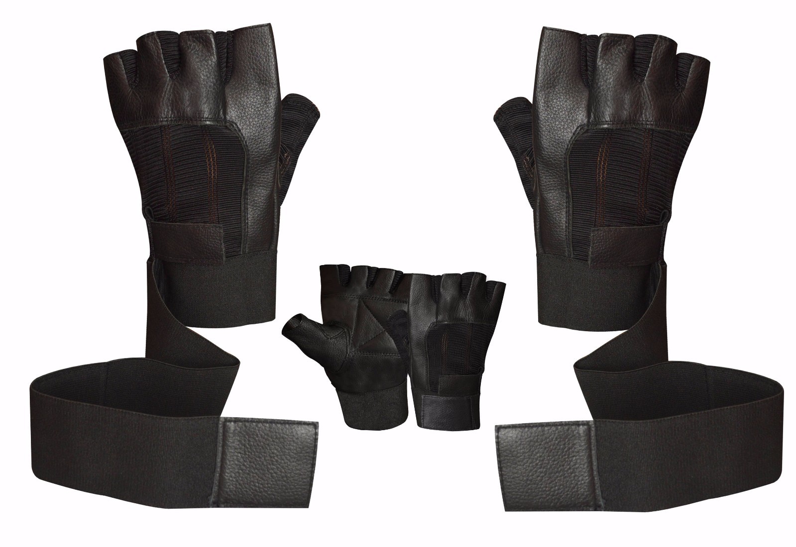 Weight Lifting Leather Padded Body Building Gym Sports Long Wrist Wrap Gloves