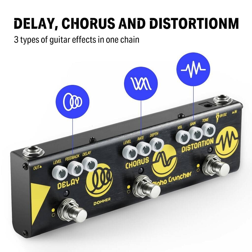 Donner EC962 Multi Guitar Effect Distortion Pedal with Adapter