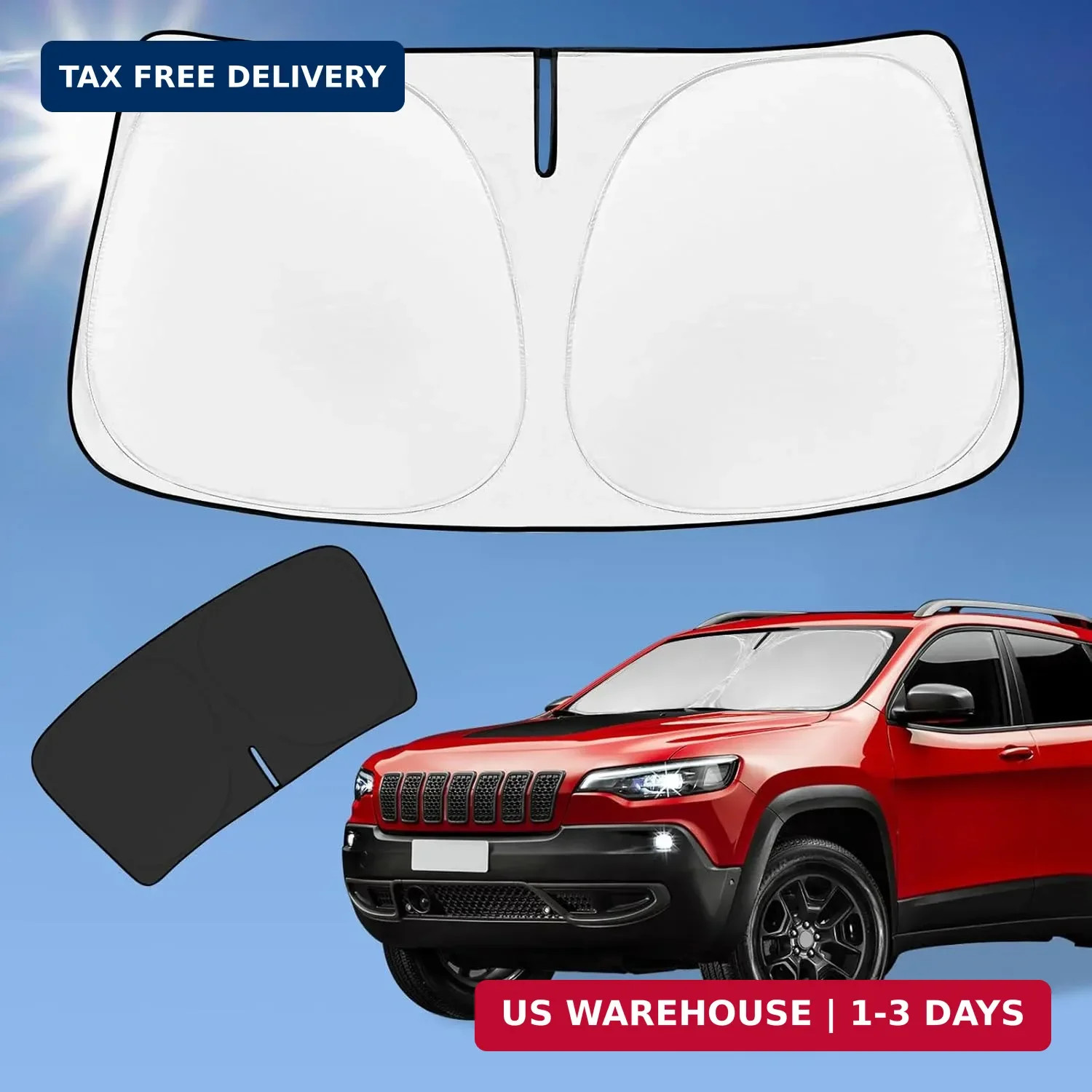 for Jeep Cherokee 2014-2025 2026 Sun Shade Windshield Sunshade Cover, 4-Layer Fr