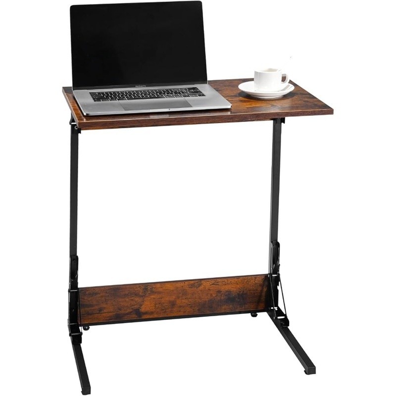 Foldable C Shaped Side Table Space Saving Portable End Stand Adjustable Legs New