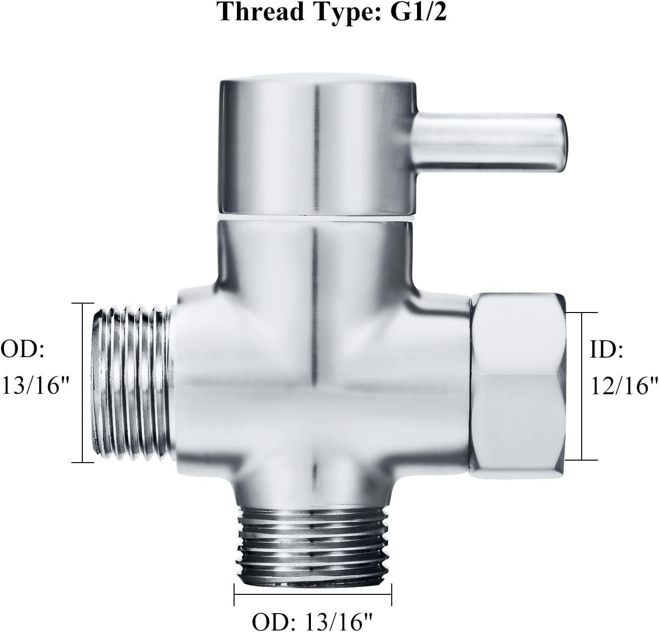 Solid Brass 3-way G1/2 Shower Diverter Chrome Plating