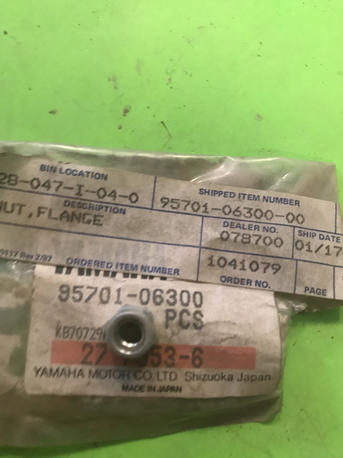 GENUINE Yamaha NOS 95701-06300 NUT, FLANGE - SS by 95707-06300-00