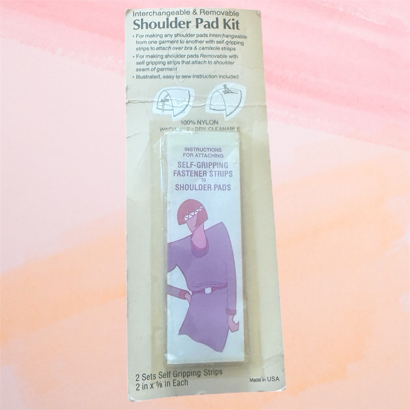 VTG 1985 Dritz Shoulder Pad Kit 1 Set of Self Gripping Strips USA NEW Pls Read