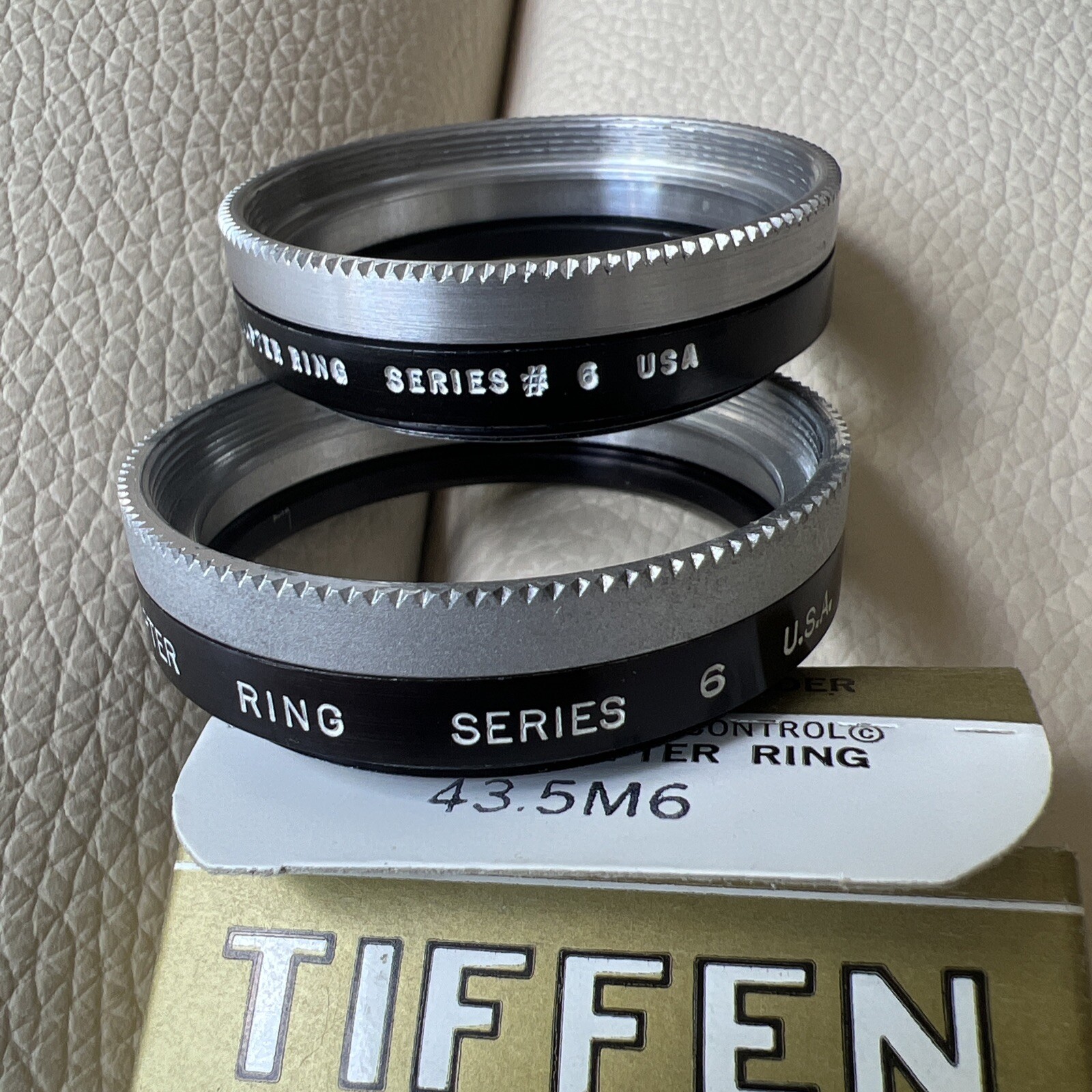Tiffen 43.5M6 Series 6 V drop in filter adapter ring  w/ retaining ring. 2 Units
