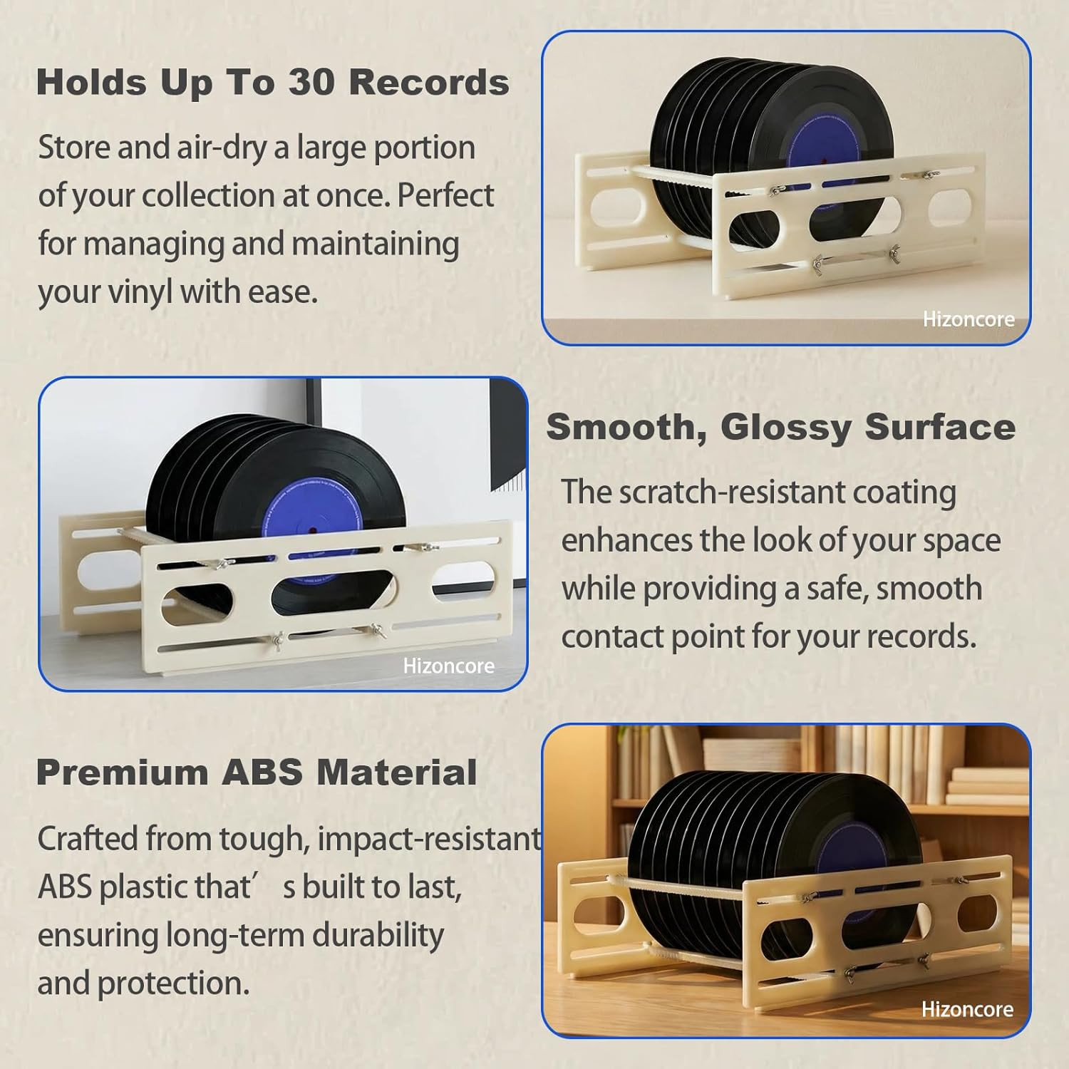 Record Drying Rack ABS Plastic Sawtooth Design Vinyl Record Storage Holder Once