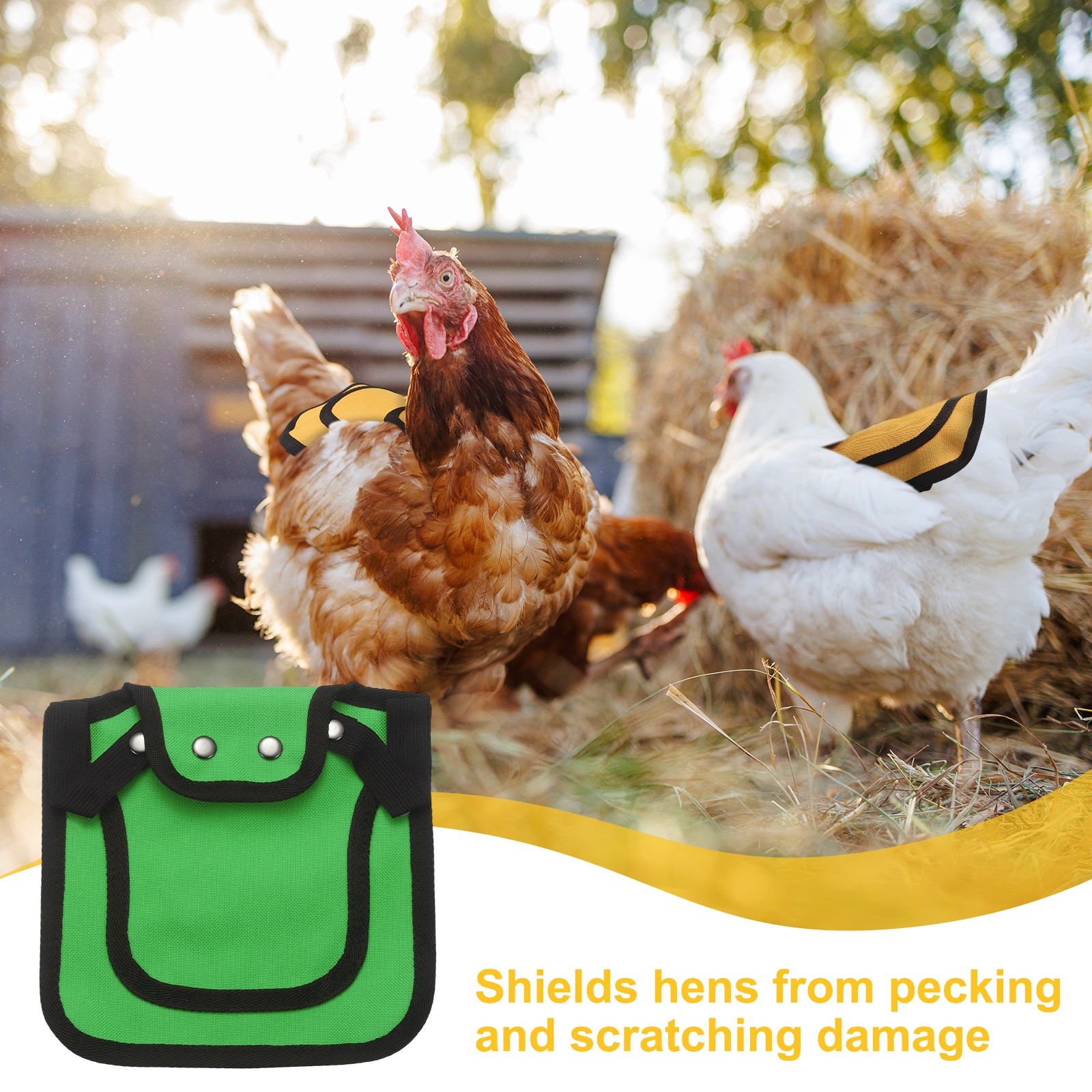 6-Pack Chicken Saddle with Adjustable Strap for Hens [Grass Green]