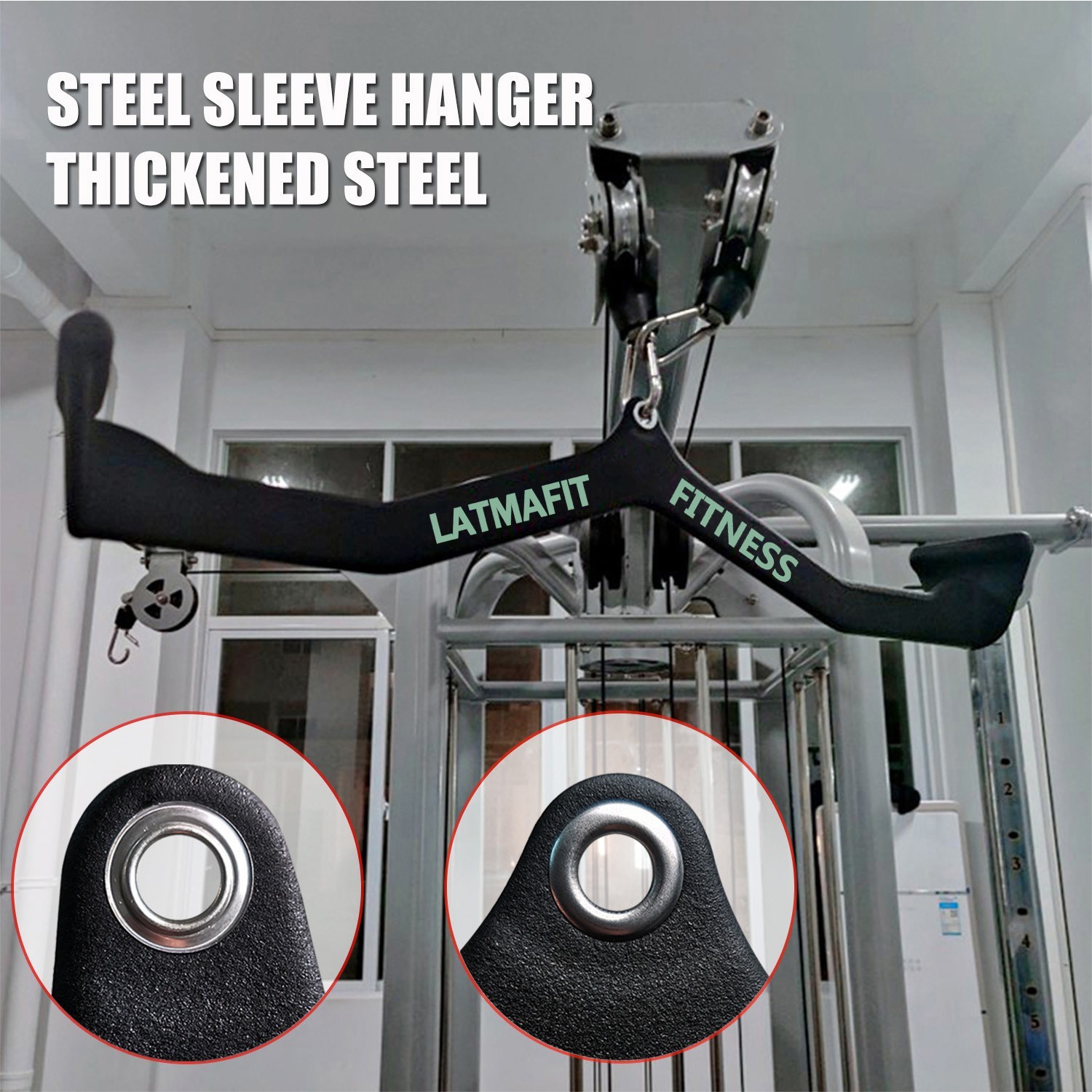 Lat Pull Down Bar Fitness Rowing Pulley Cable Machine Attachment Handle Grips