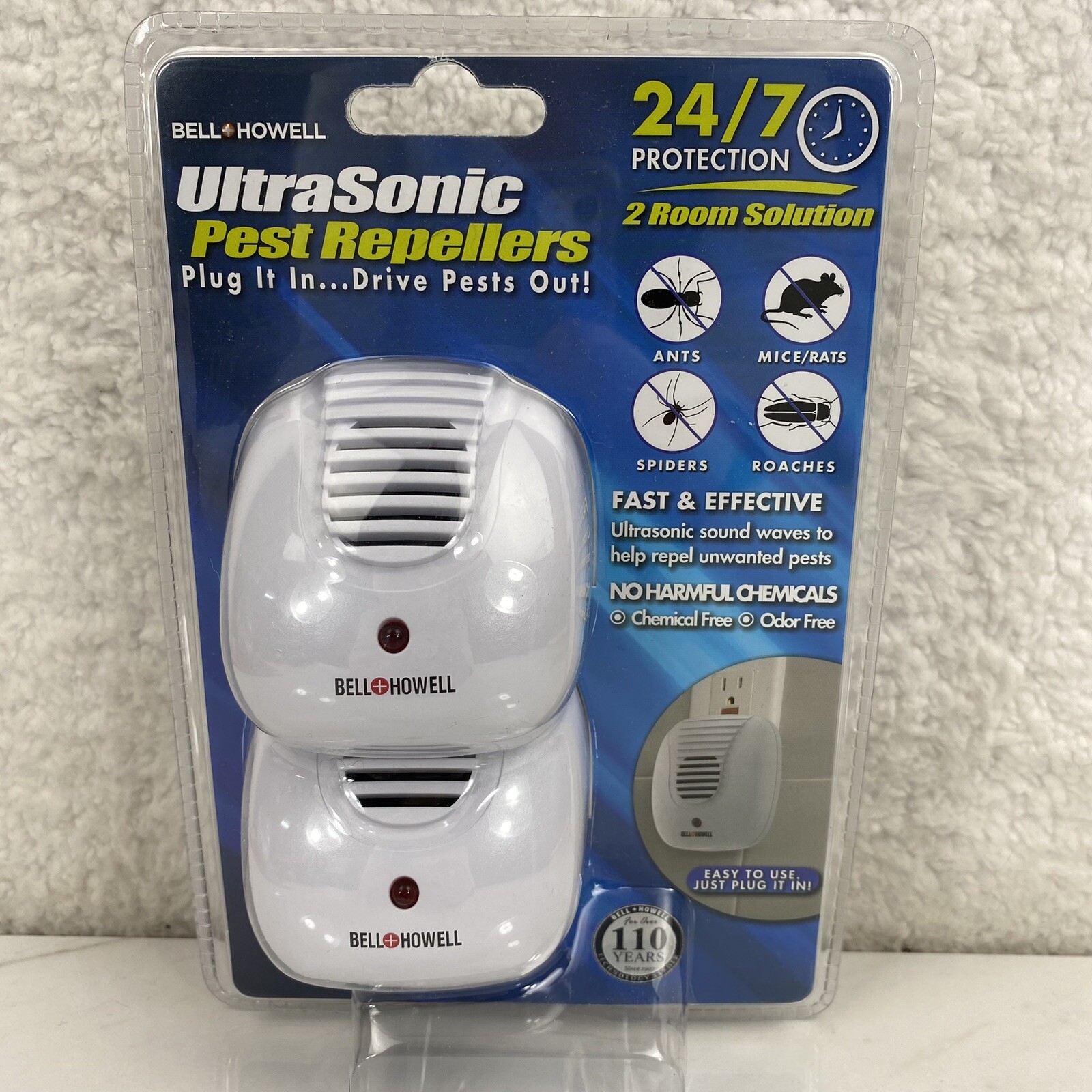 Bell & Howell Ultrasonic Pest Repeller, Plug In, 2 Pack, 24/7 Protection, New