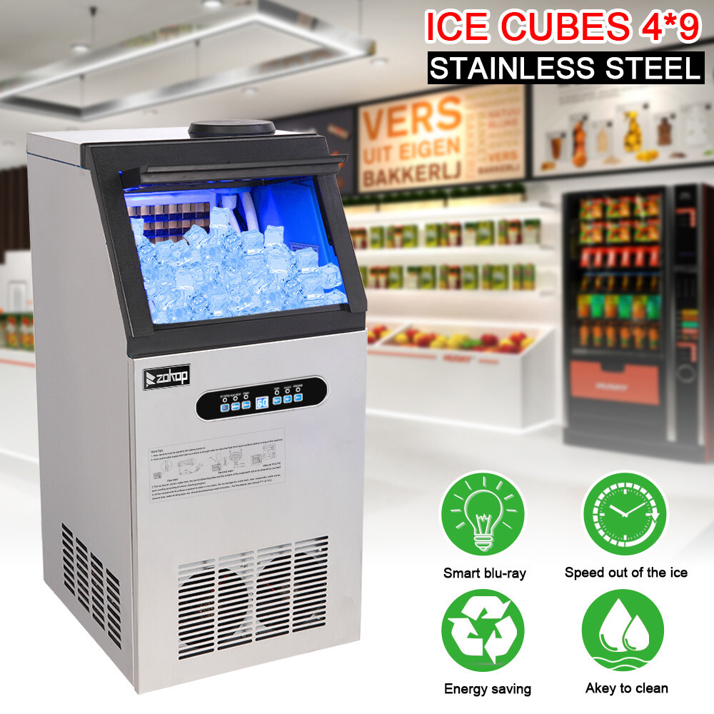 110lbs/24h Commercial Built-in Ice Maker Machine Display Ice Cube Machine 110V