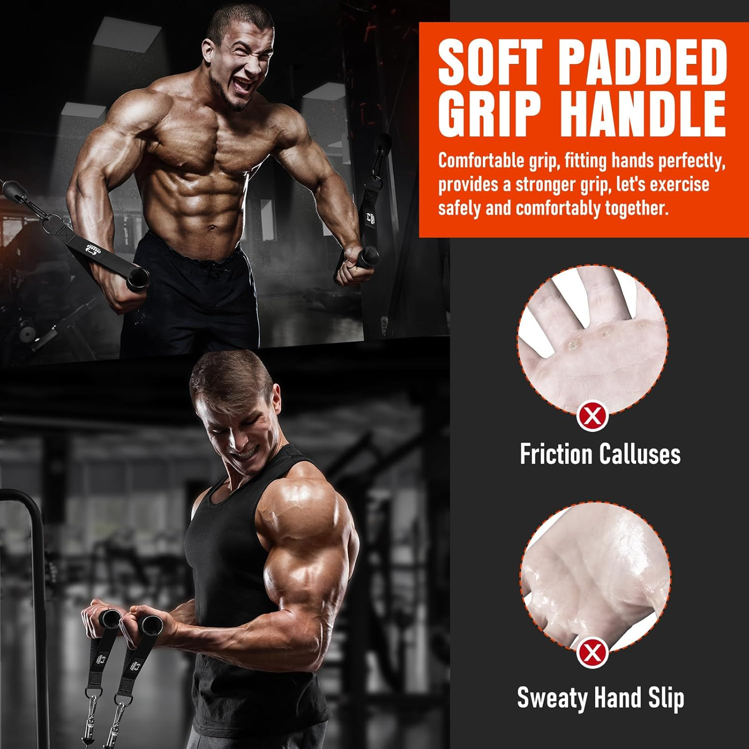 Heavy Duty Exercise Handles, Gym Cable Handles for Cable Machine Attachments, D