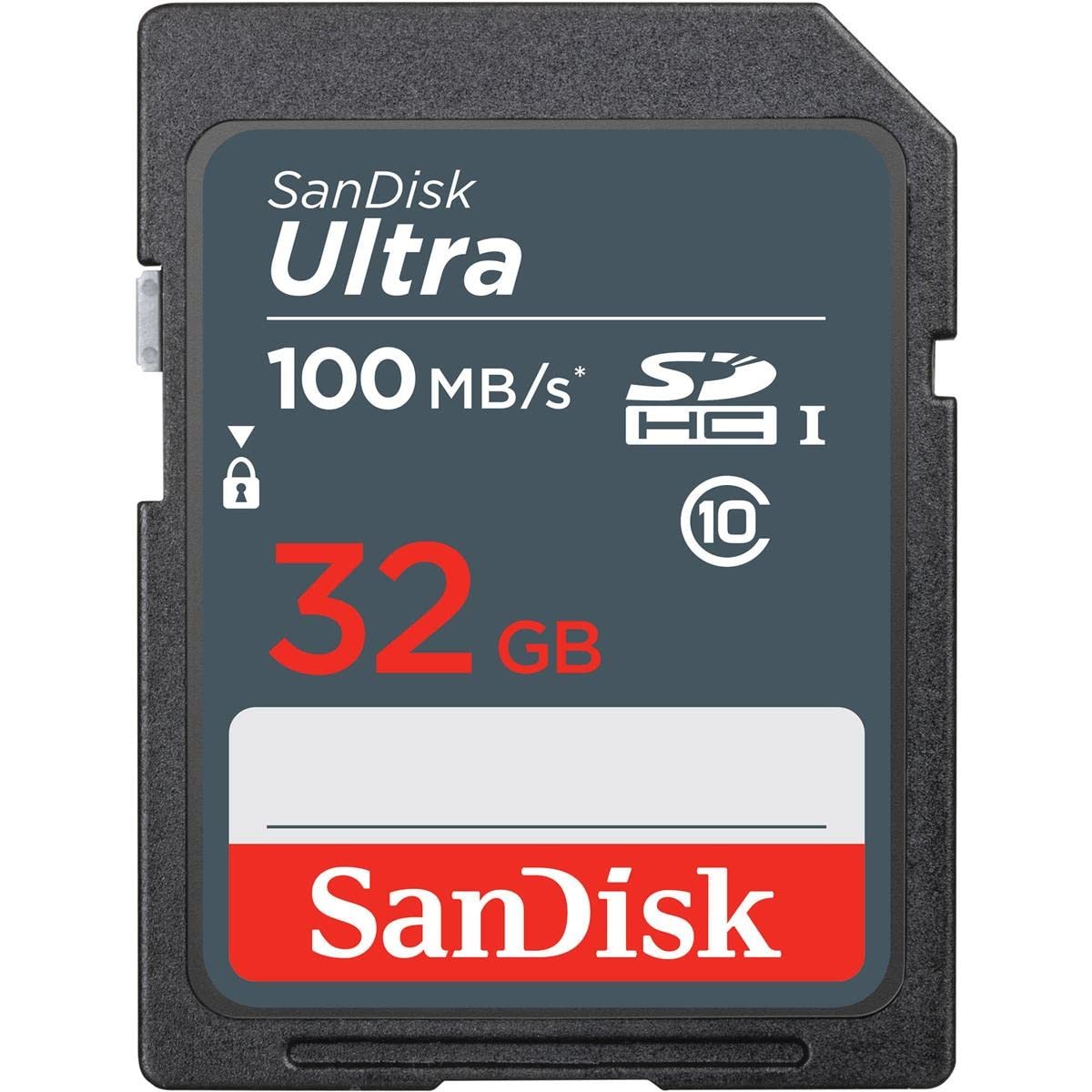 SanDisk 32GB Ultra 100MBs SDHC Memory Card 32GB, wave style : black-black-red